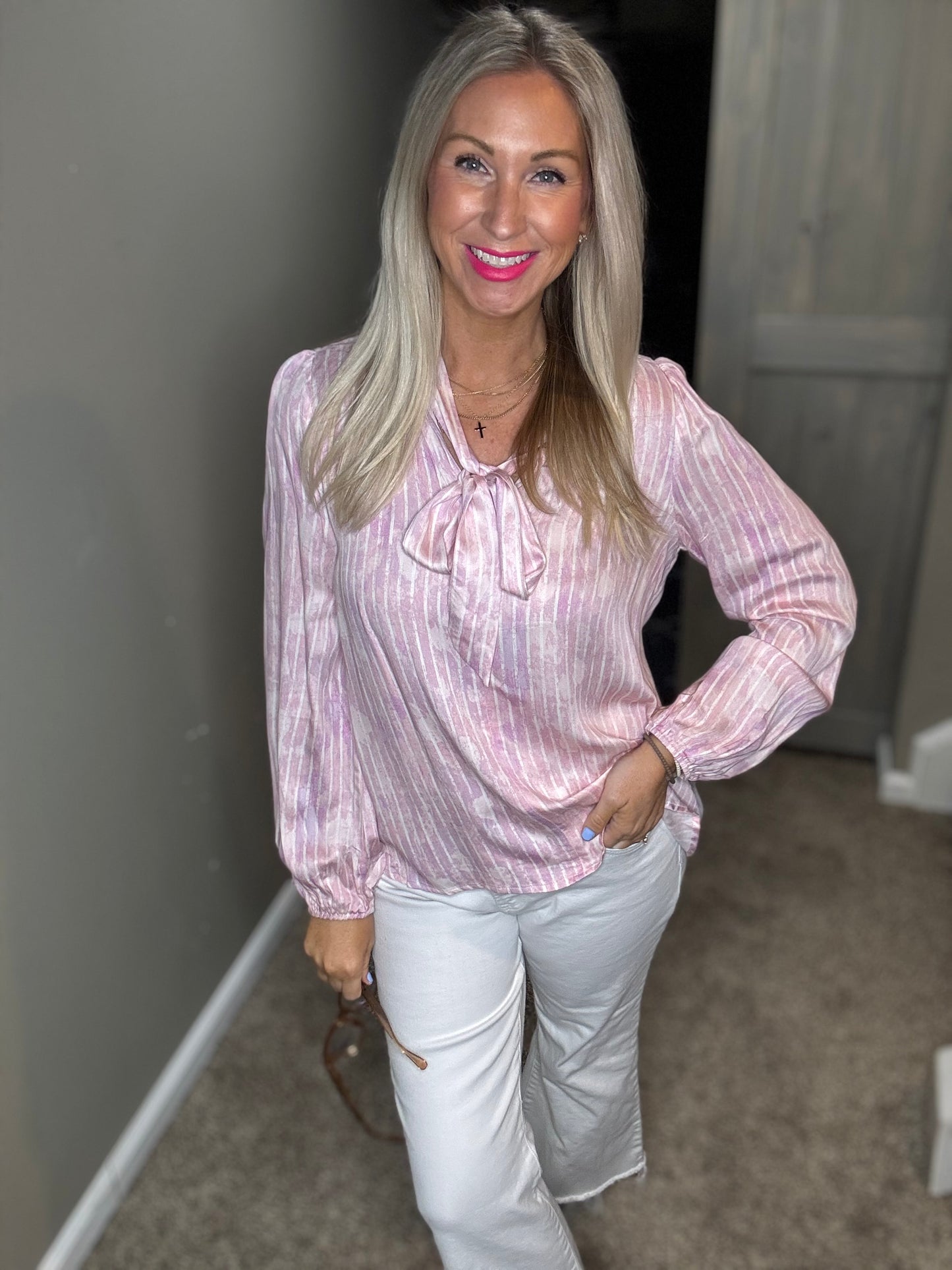 Blush Tie Neck Top