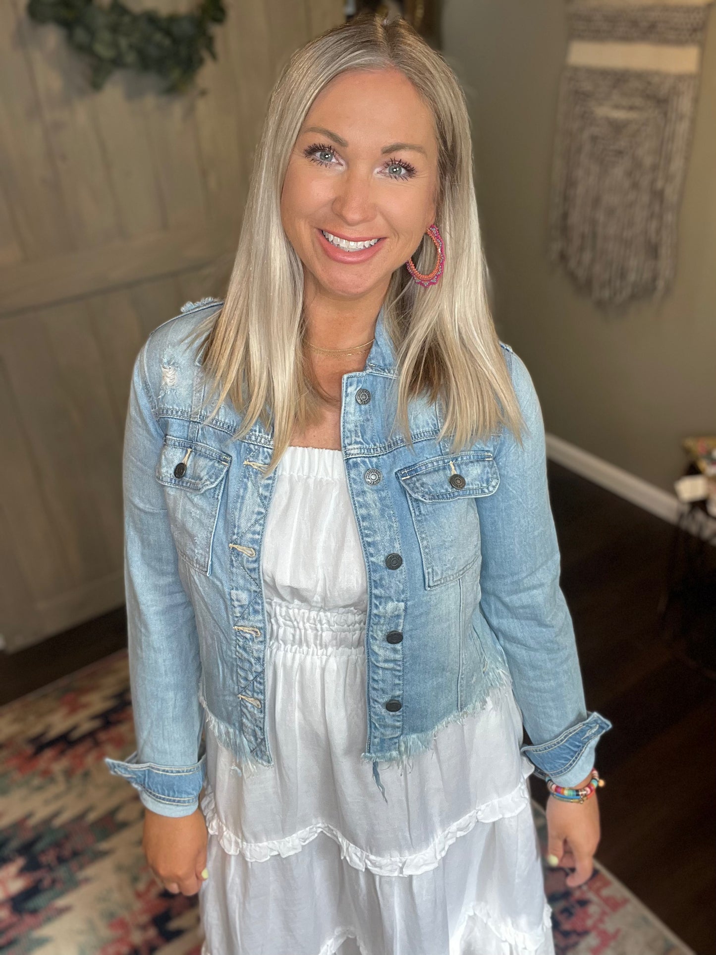 Fringe Hem Denim Jacket