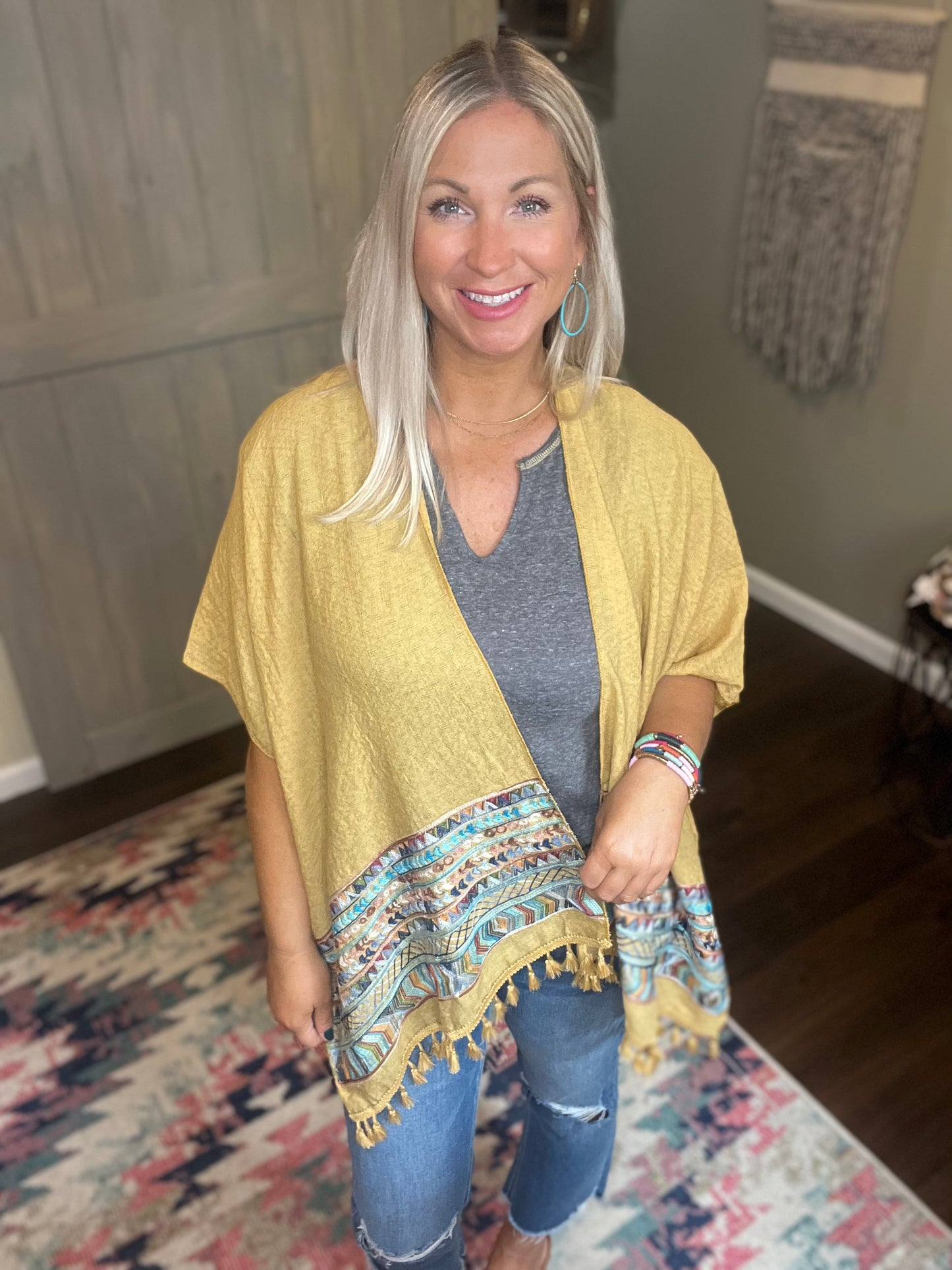 Fallon Mustard Kimono