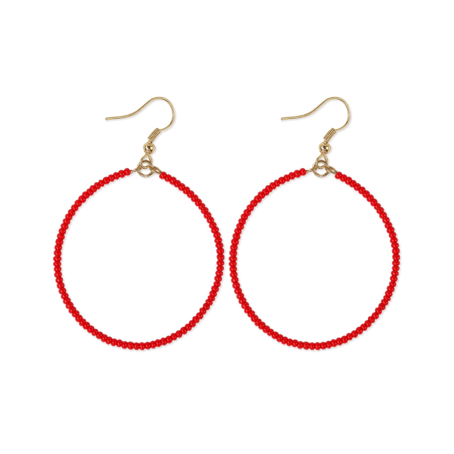 Ruby Beaded Hoop Earrings