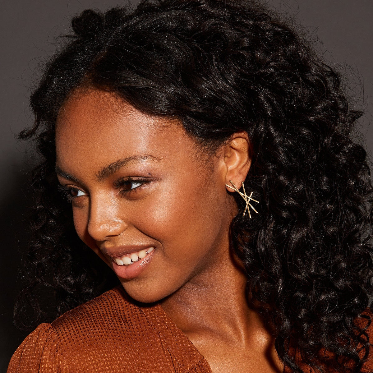 Brass Small Stick Cluster Earrings