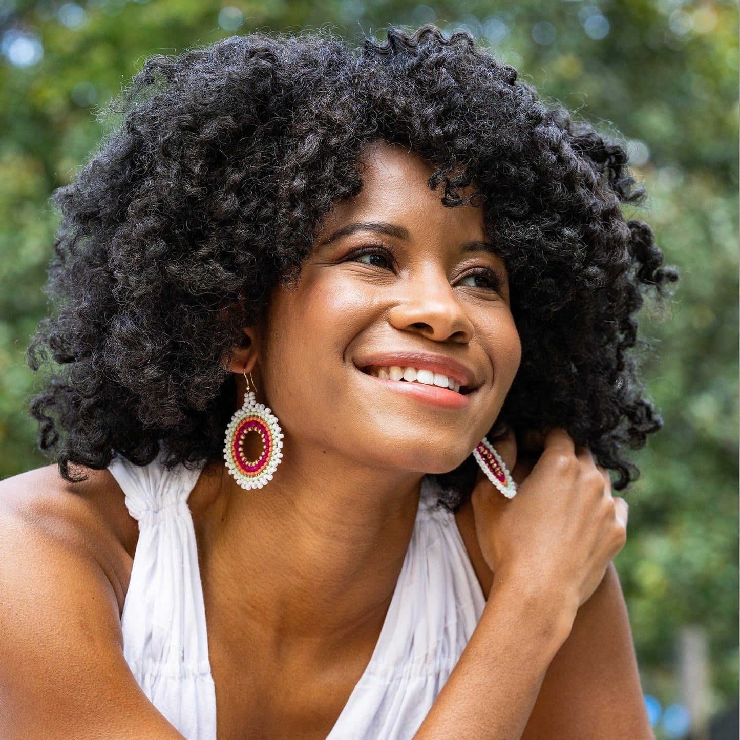 Lulu Beaded Circle Drop Earrings