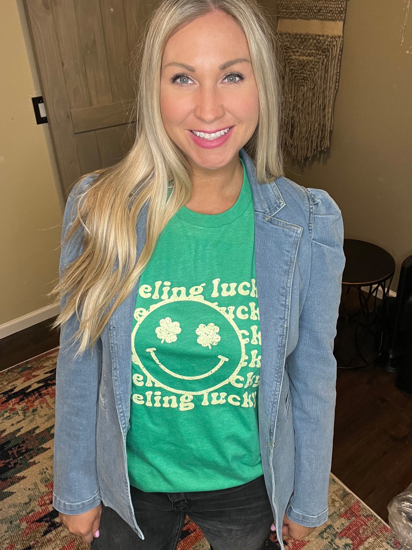 Feeling Lucky Shamrock Smiley Tee