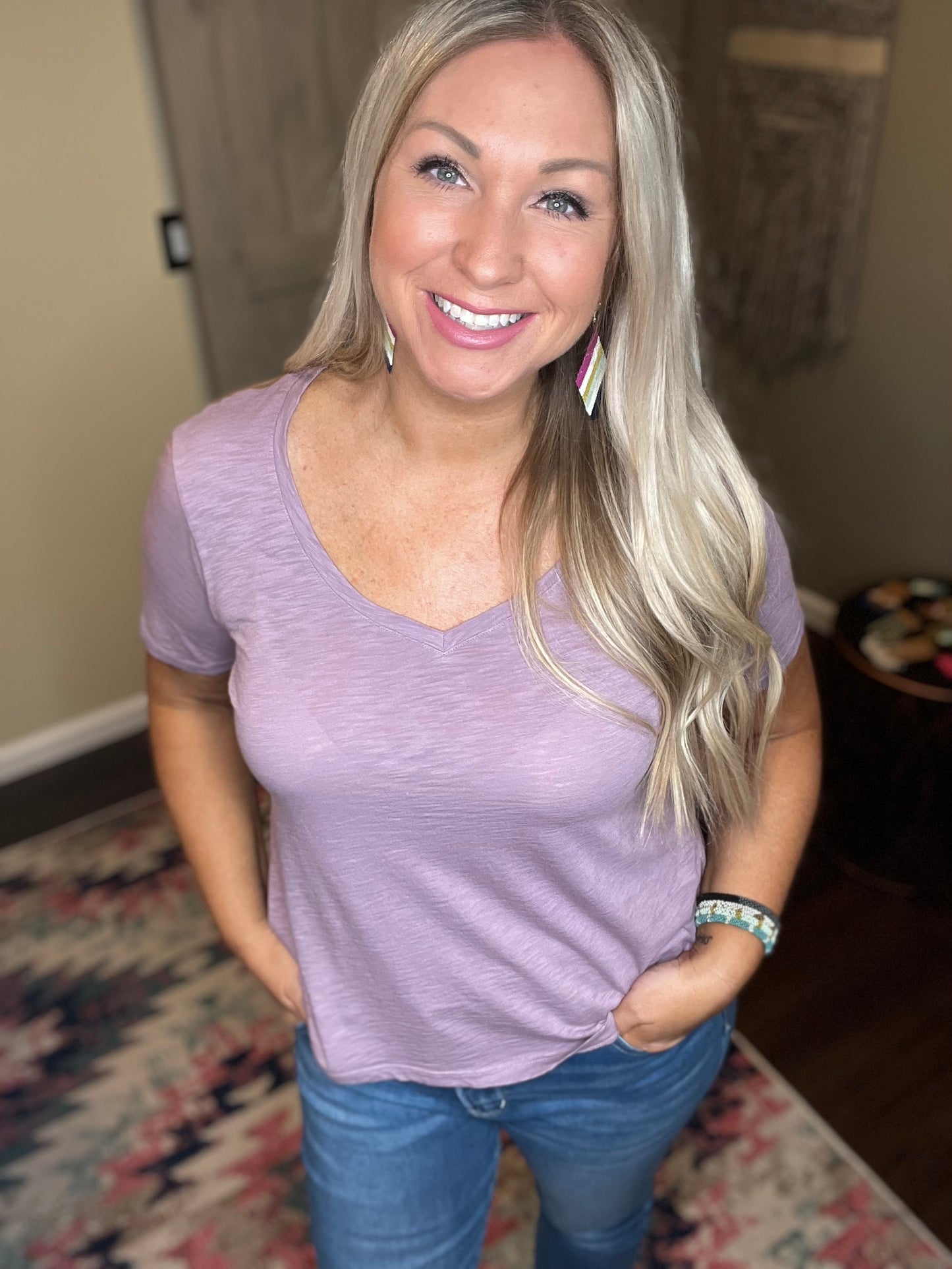 Short Sleeve V-Neck Top