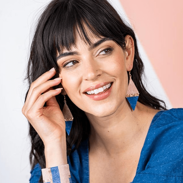 Blush Gold Lapis Diamond Earrings