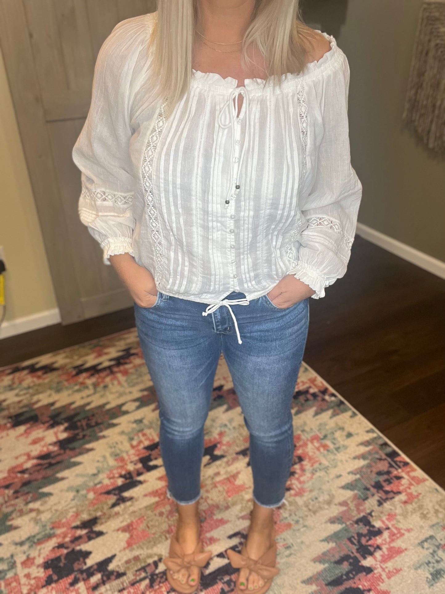 Mid Rise Raw Hem Crop Skinny