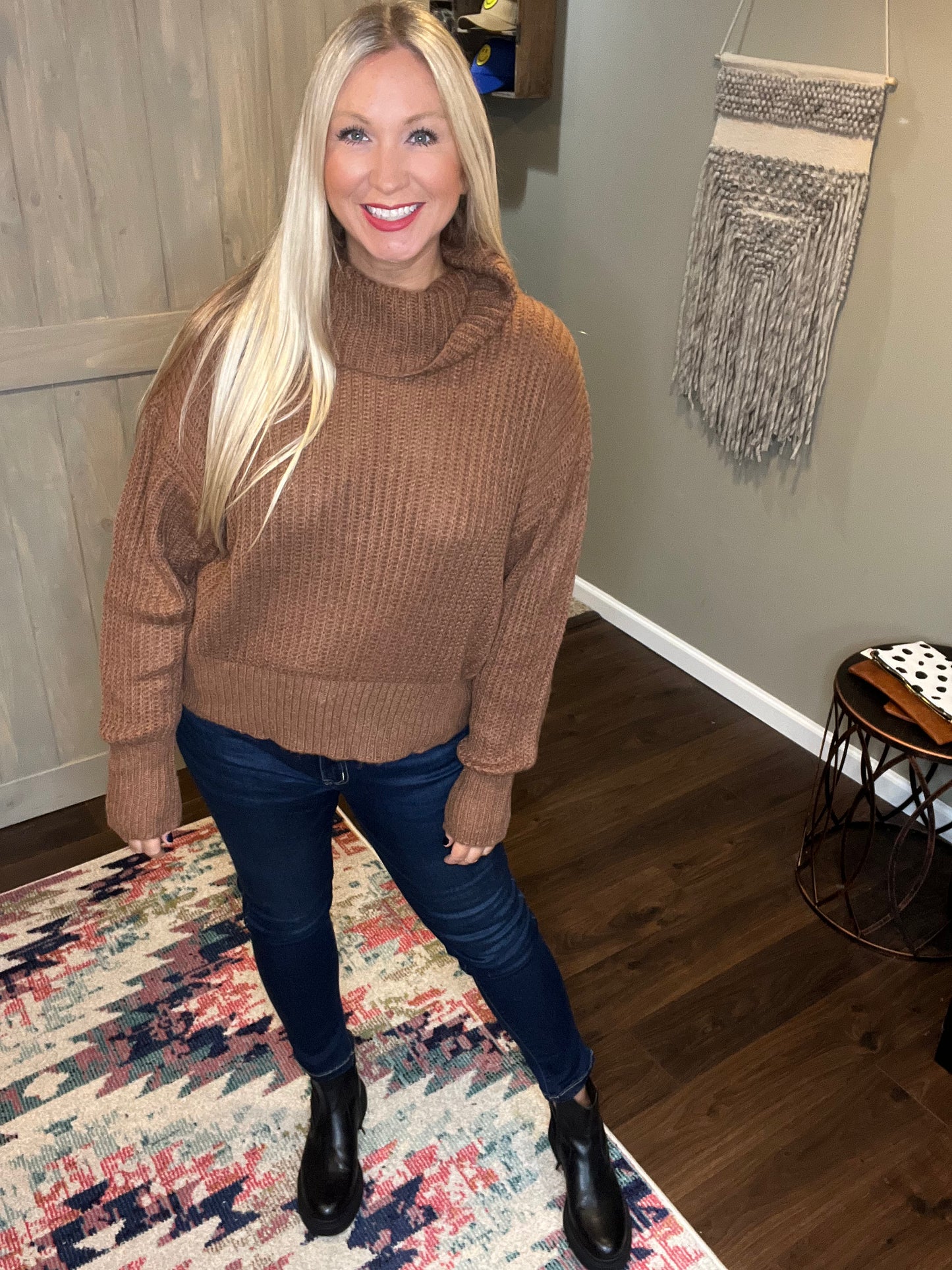 Copper Turtleneck Sweater