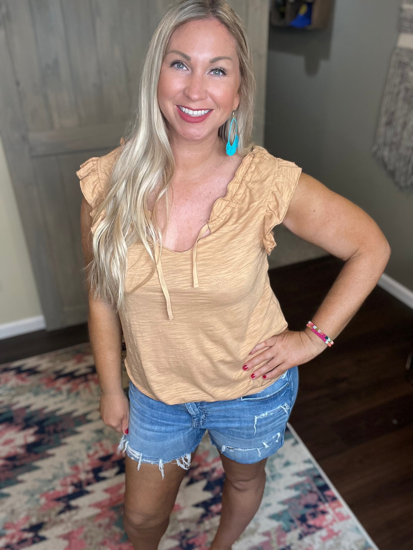 Chaser Ruffled Drawstring Top