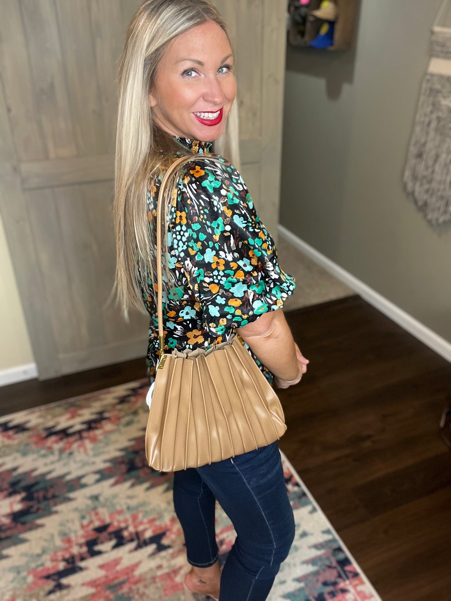 Carrie Pleated Vegan Leather Bag