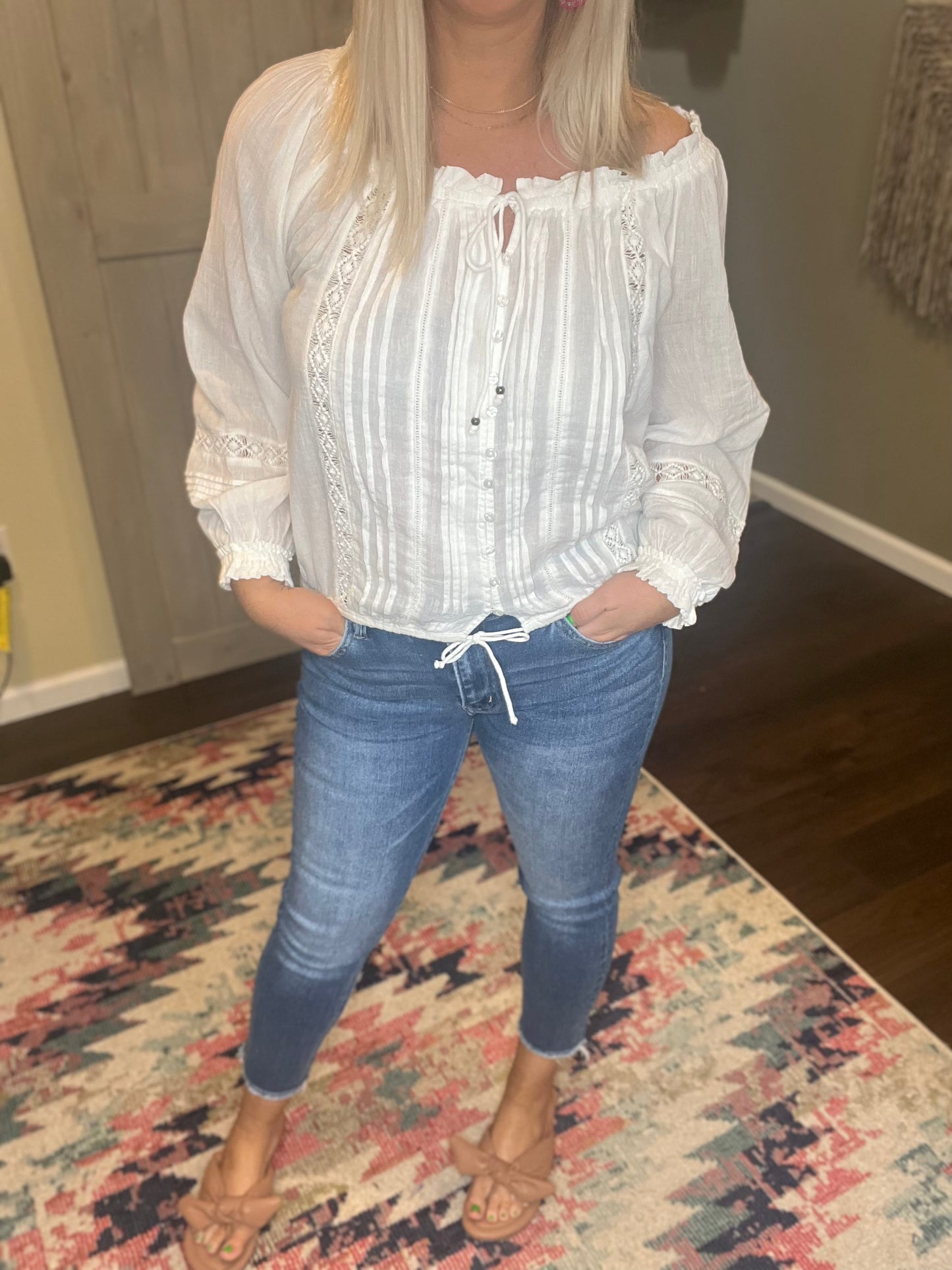 Mid Rise Raw Hem Crop Skinny