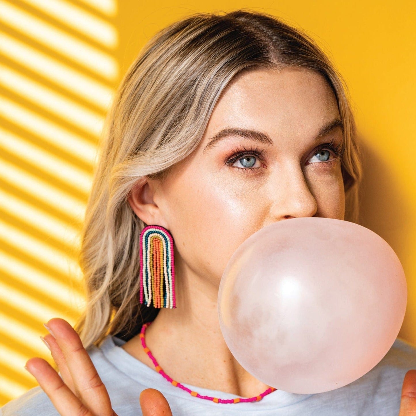 Pink Rainbow Fringe Earrings