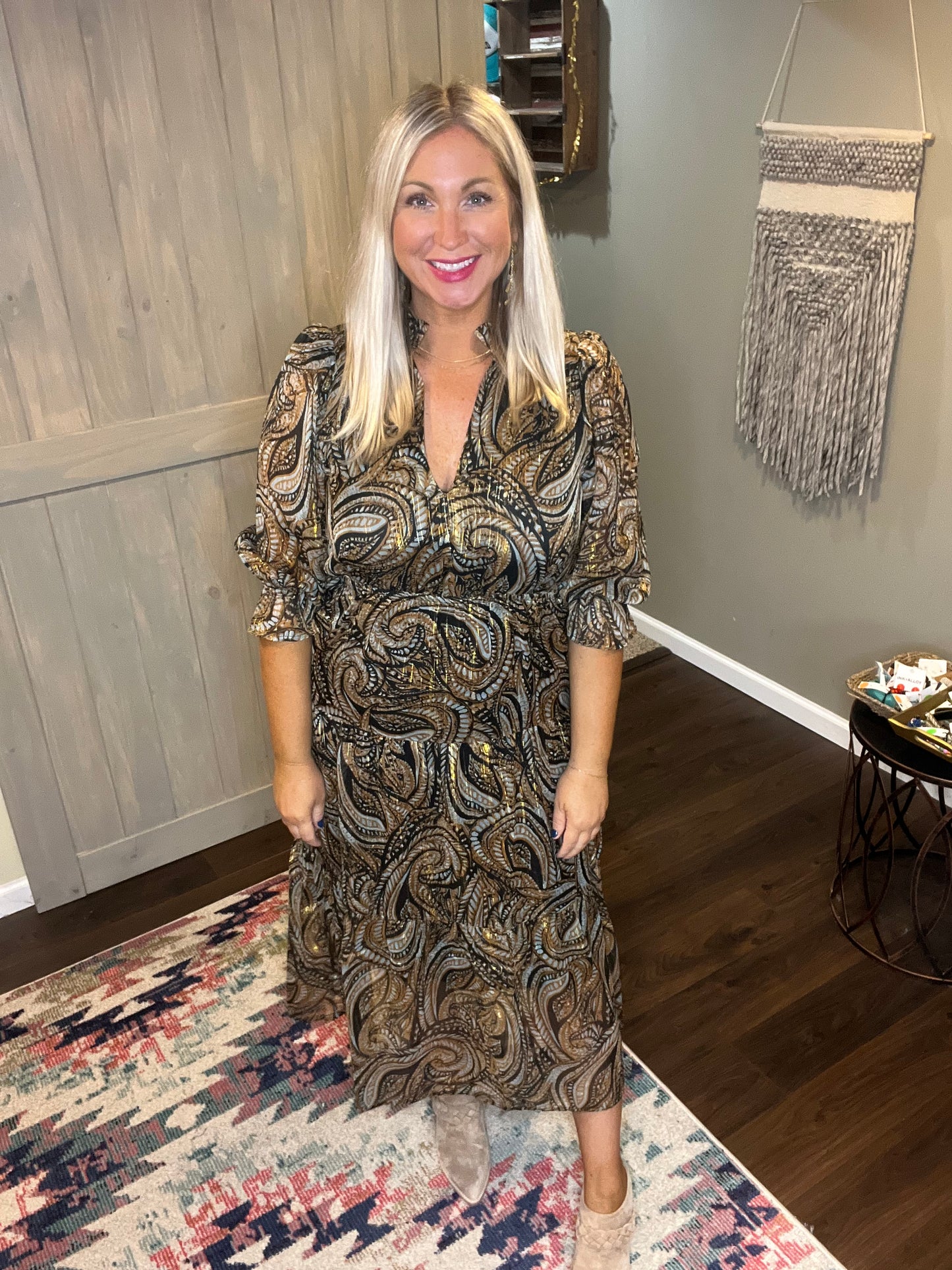 Brown Paisley Dress