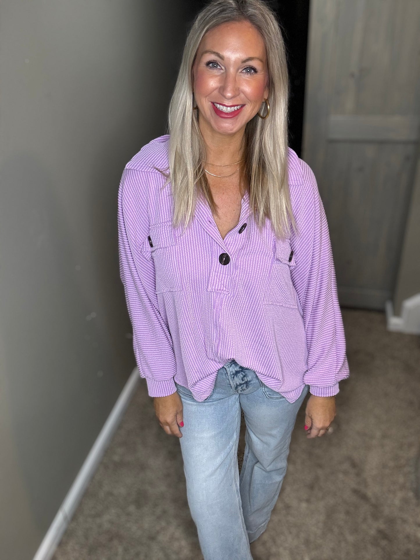 Lavender Collar Top