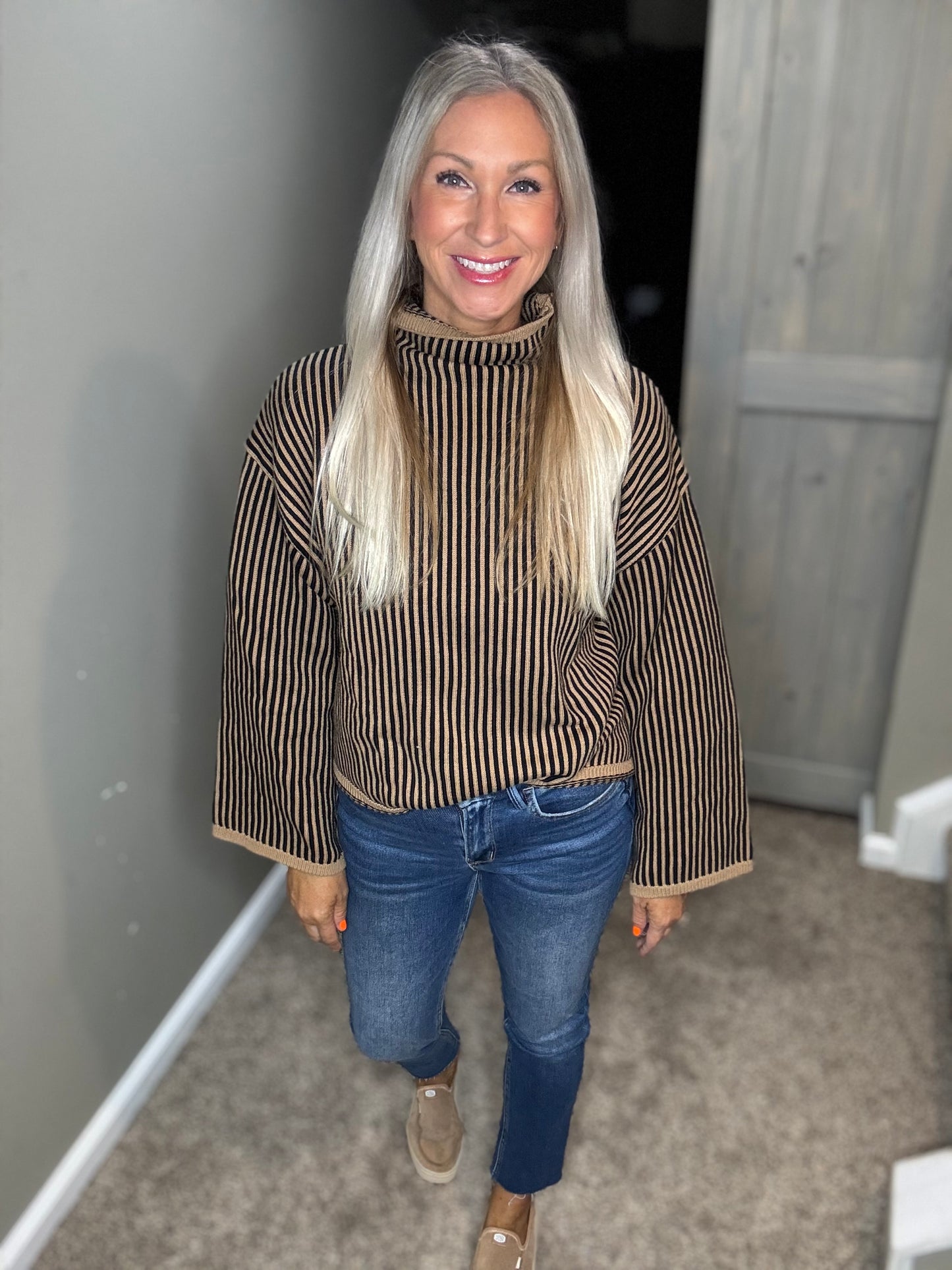 Striped Black Tan Sweater
