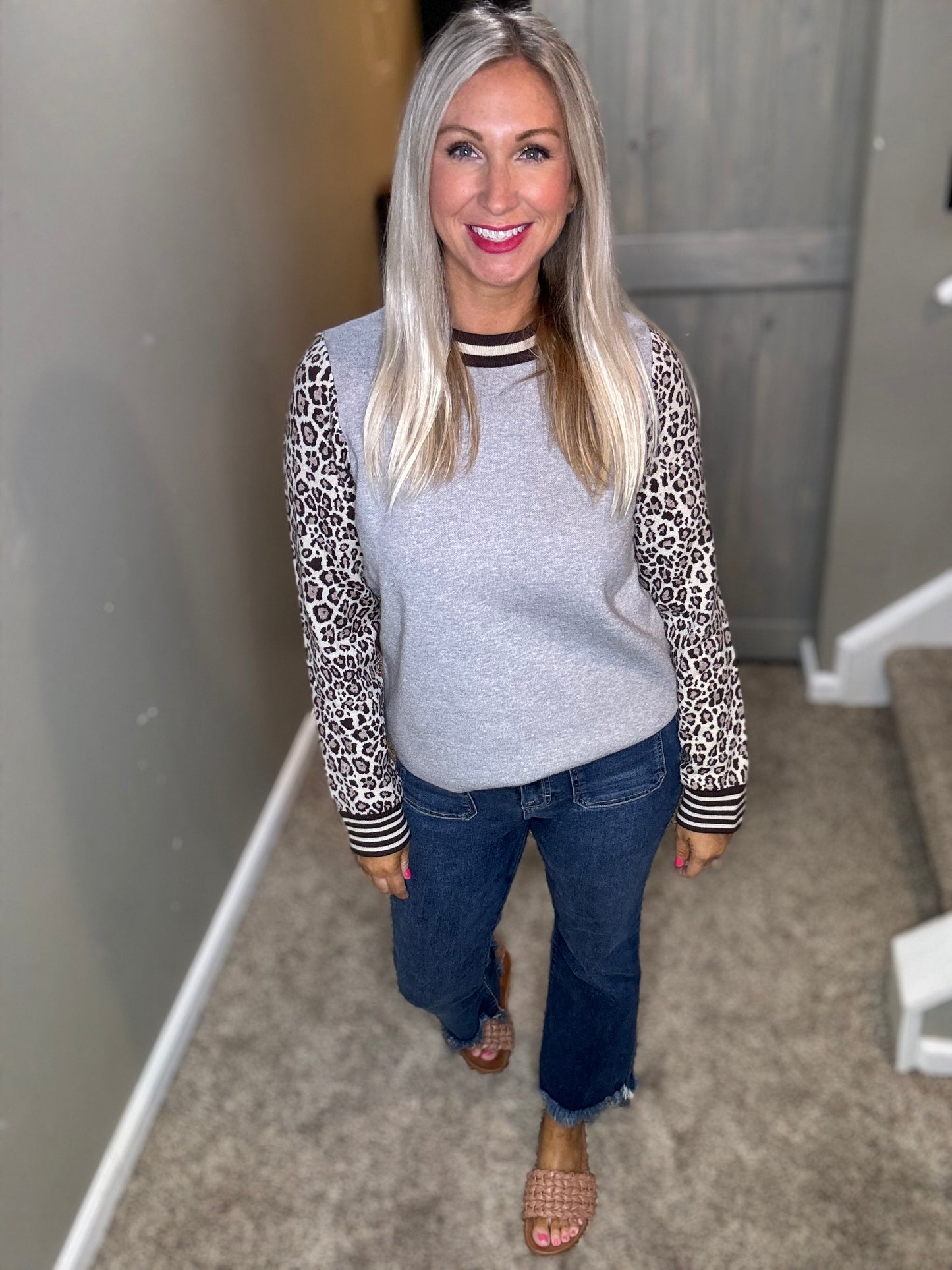 Leopard Sleeve Sweater