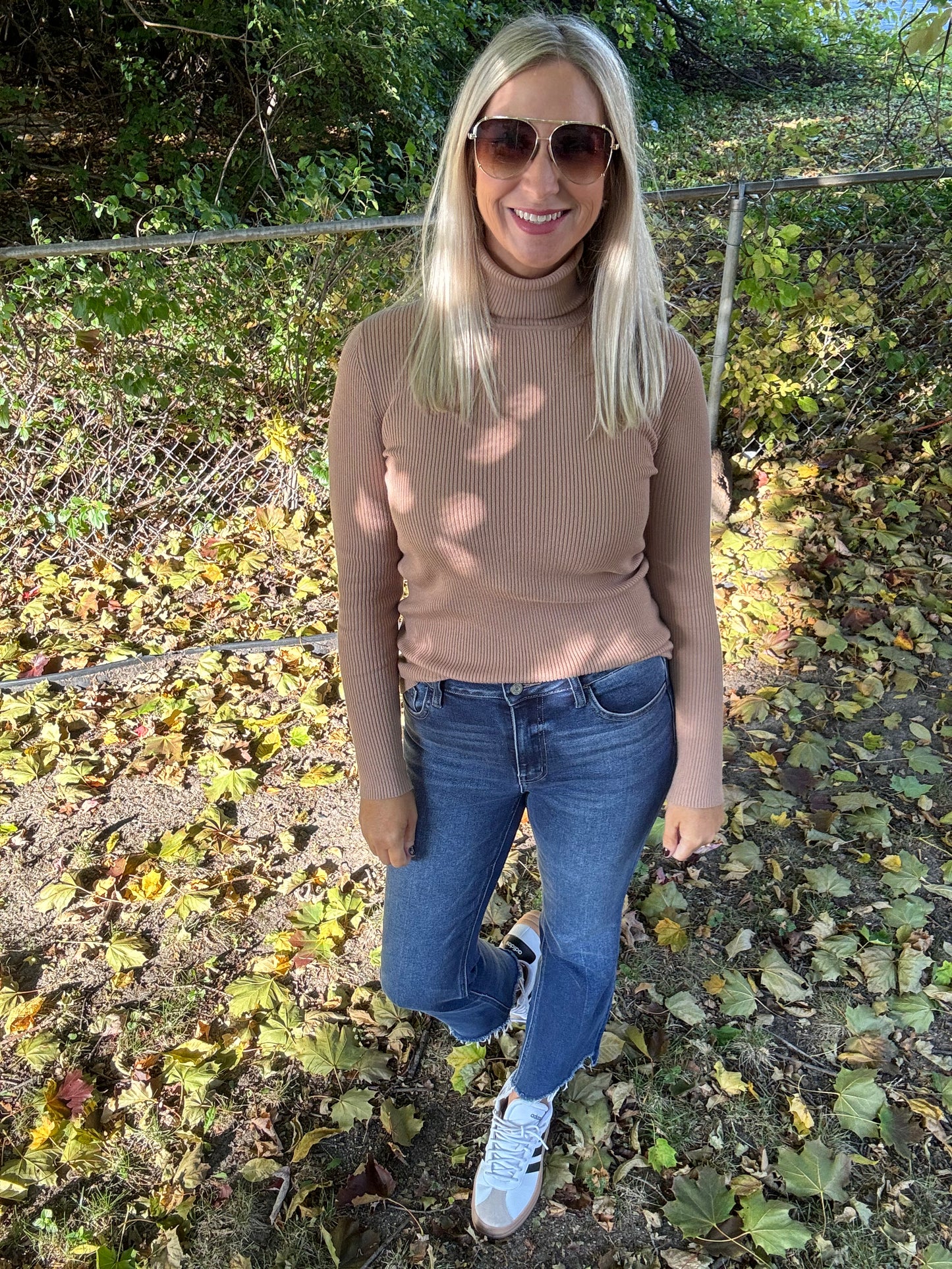Latte Ribbed Turtleneck