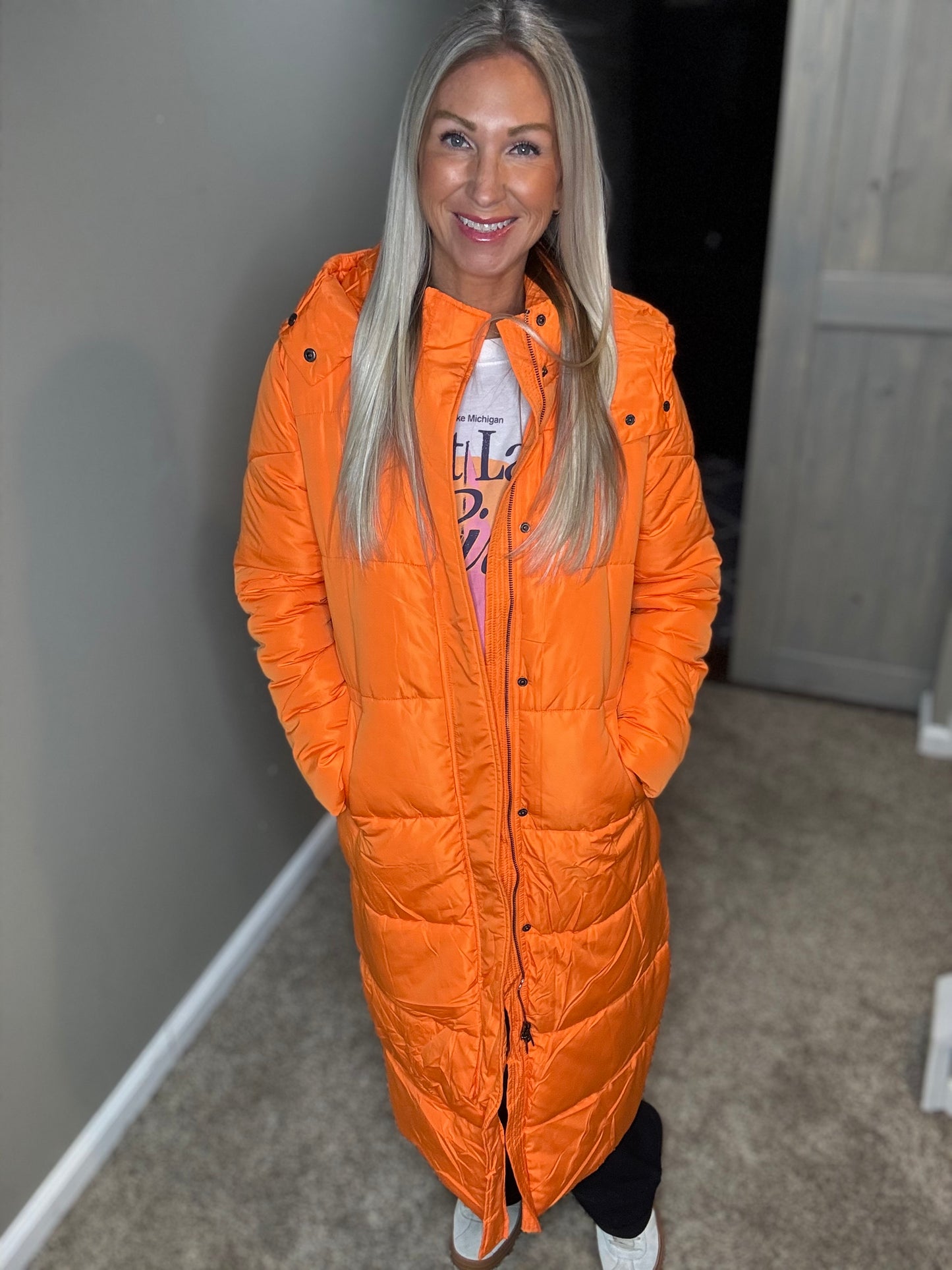 Orange Puffer Coat