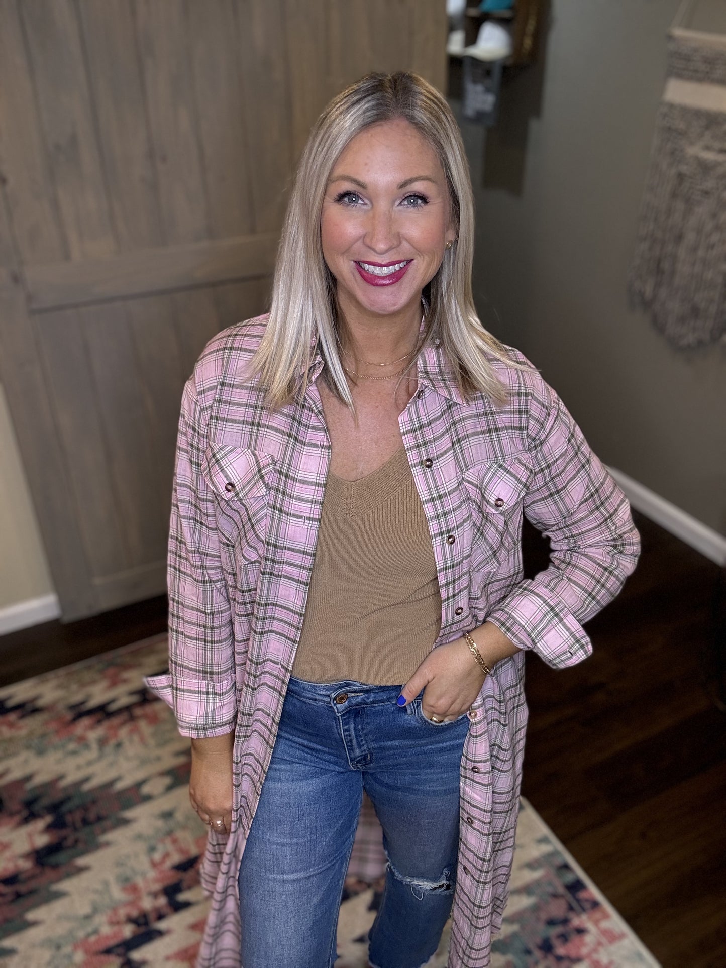 Lightweight Plaid Duster