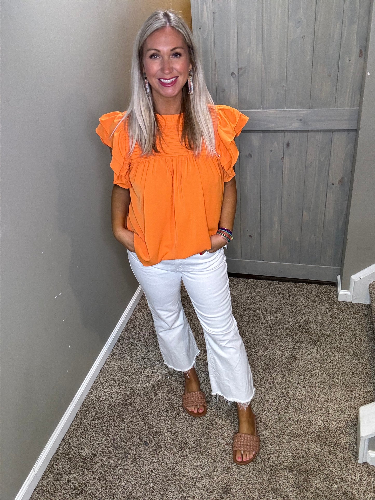 Orange Ruffle Top
