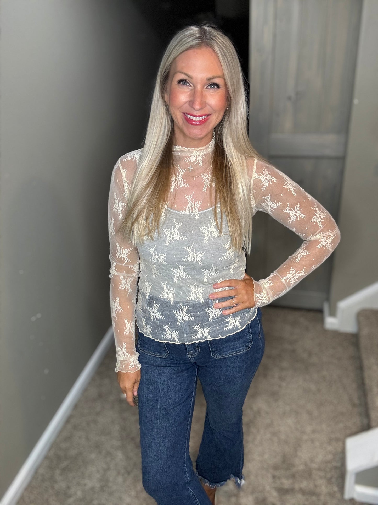 Cream Lace Top