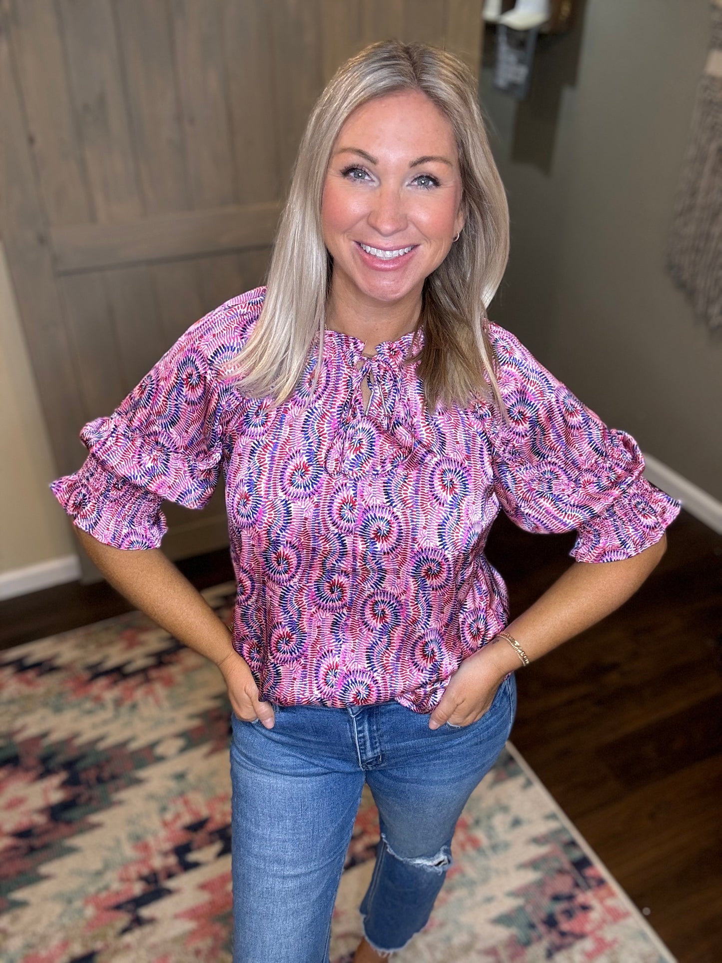 Pink Tassel Tie Top