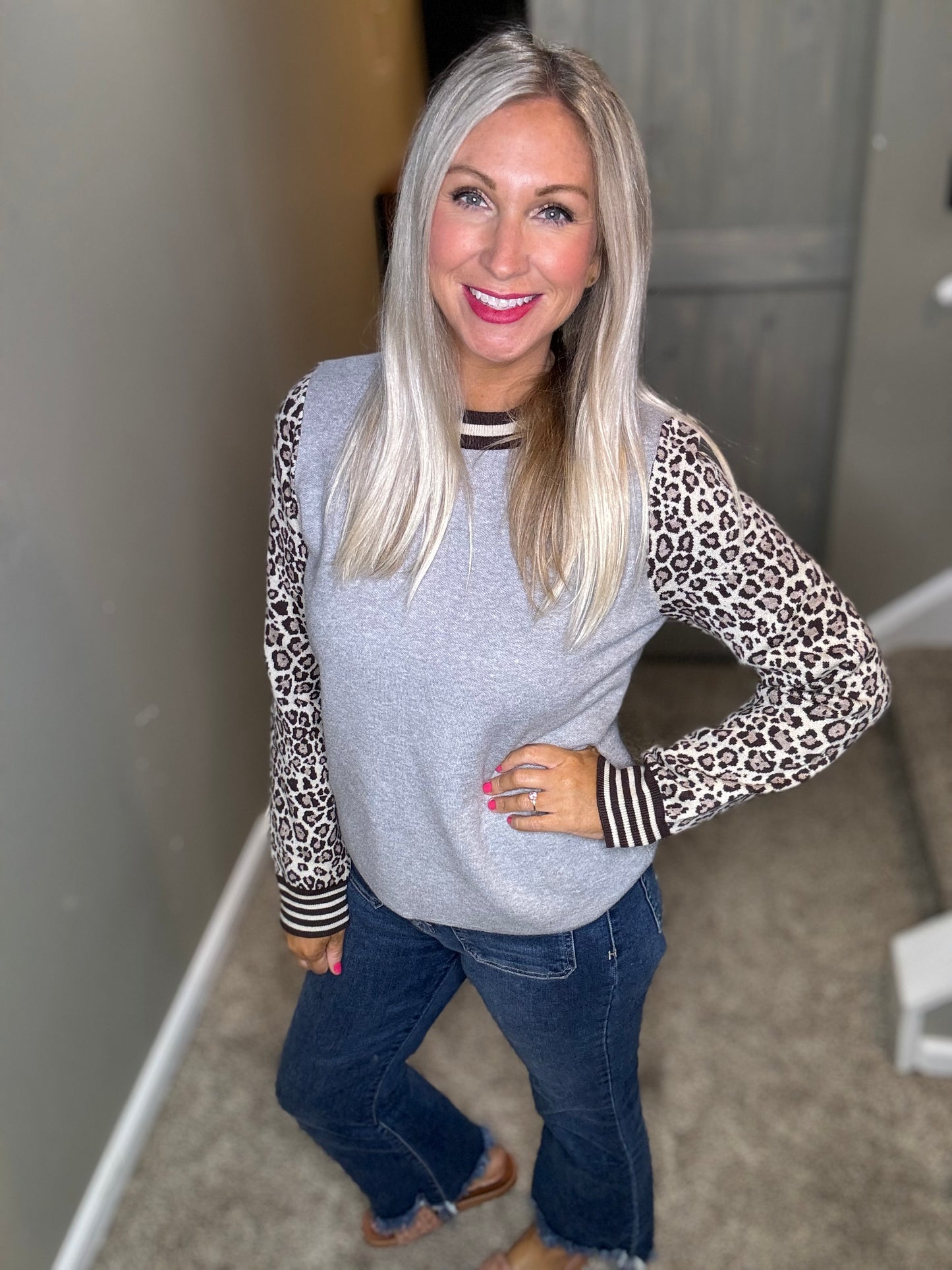 Leopard Sleeve Sweater