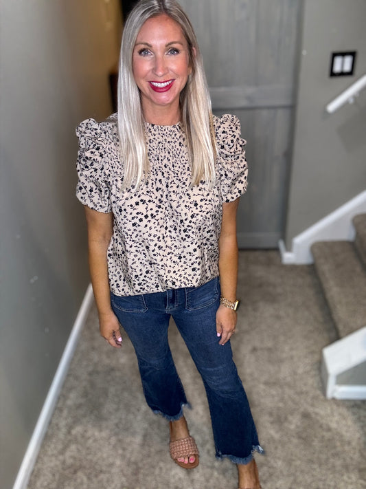 Taupe Puff Sleeve Top