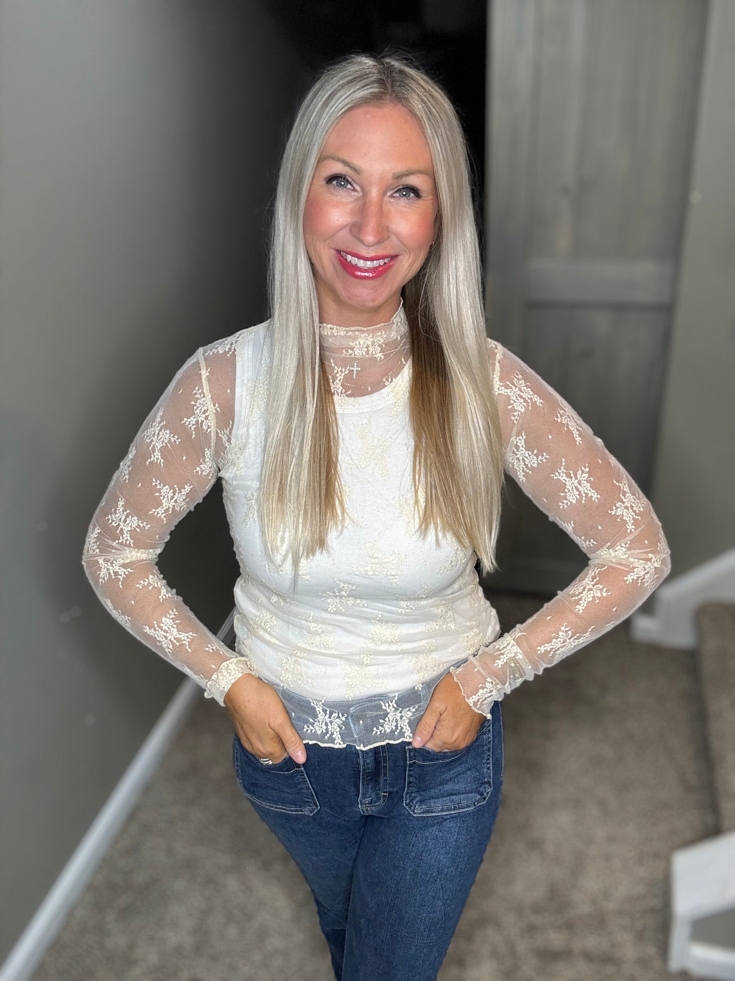 Cream Lace Top