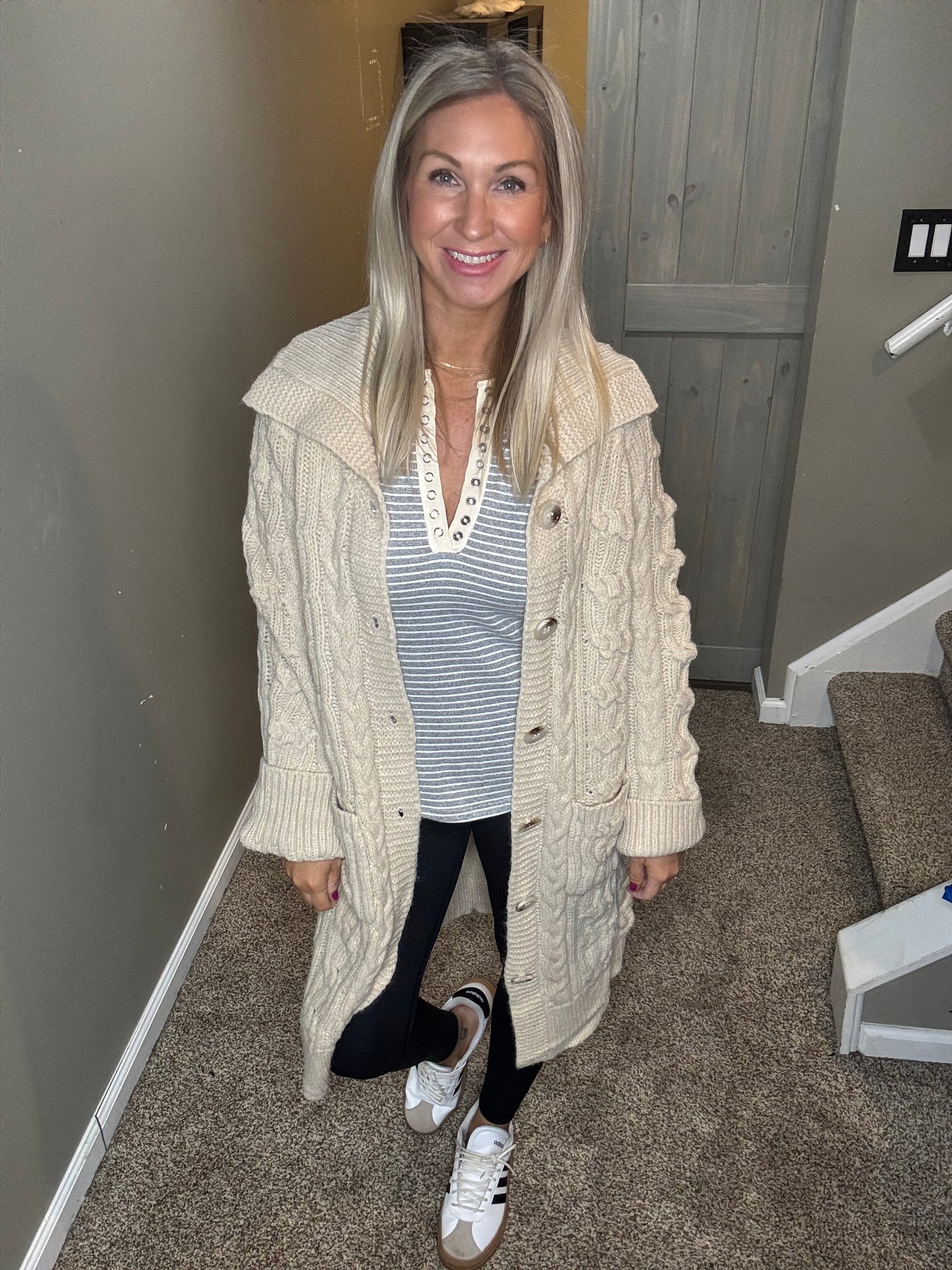 Cream Cable Knit Cardigan