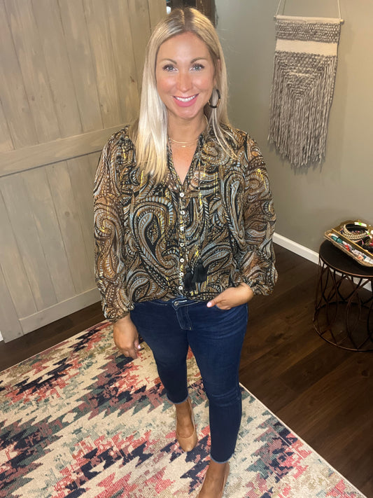 Brown Paisley Blouse