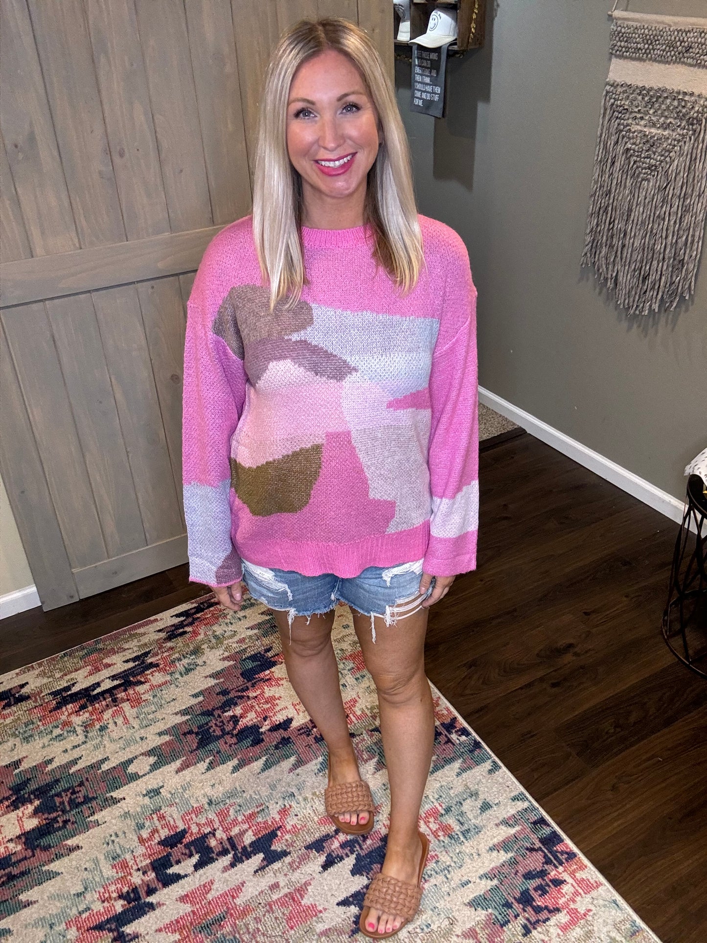 Pink Abstract Sweater