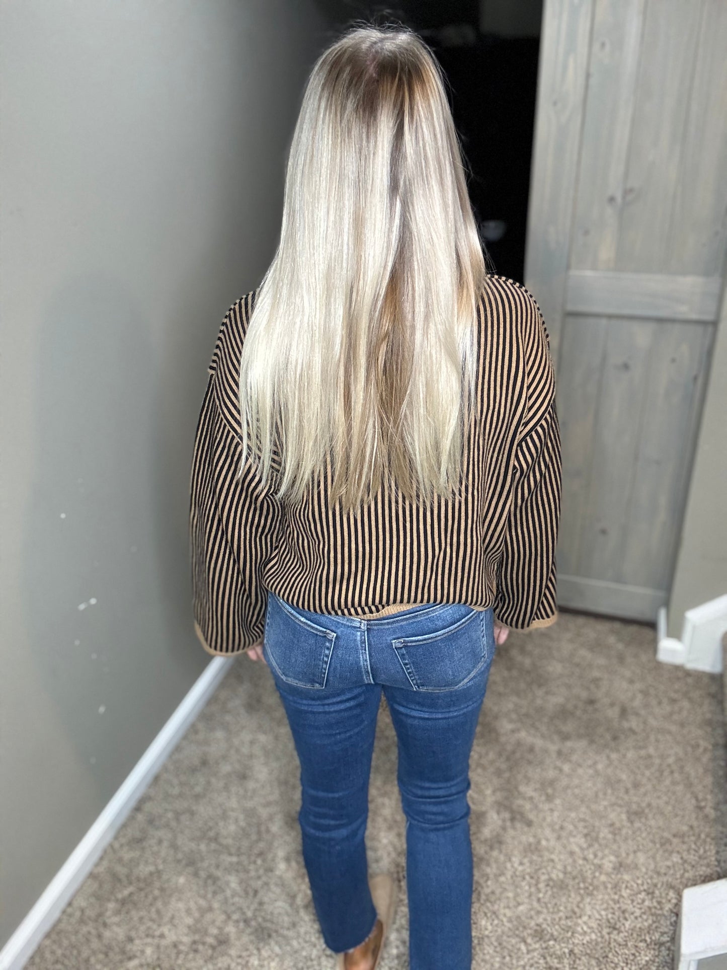Striped Black Tan Sweater