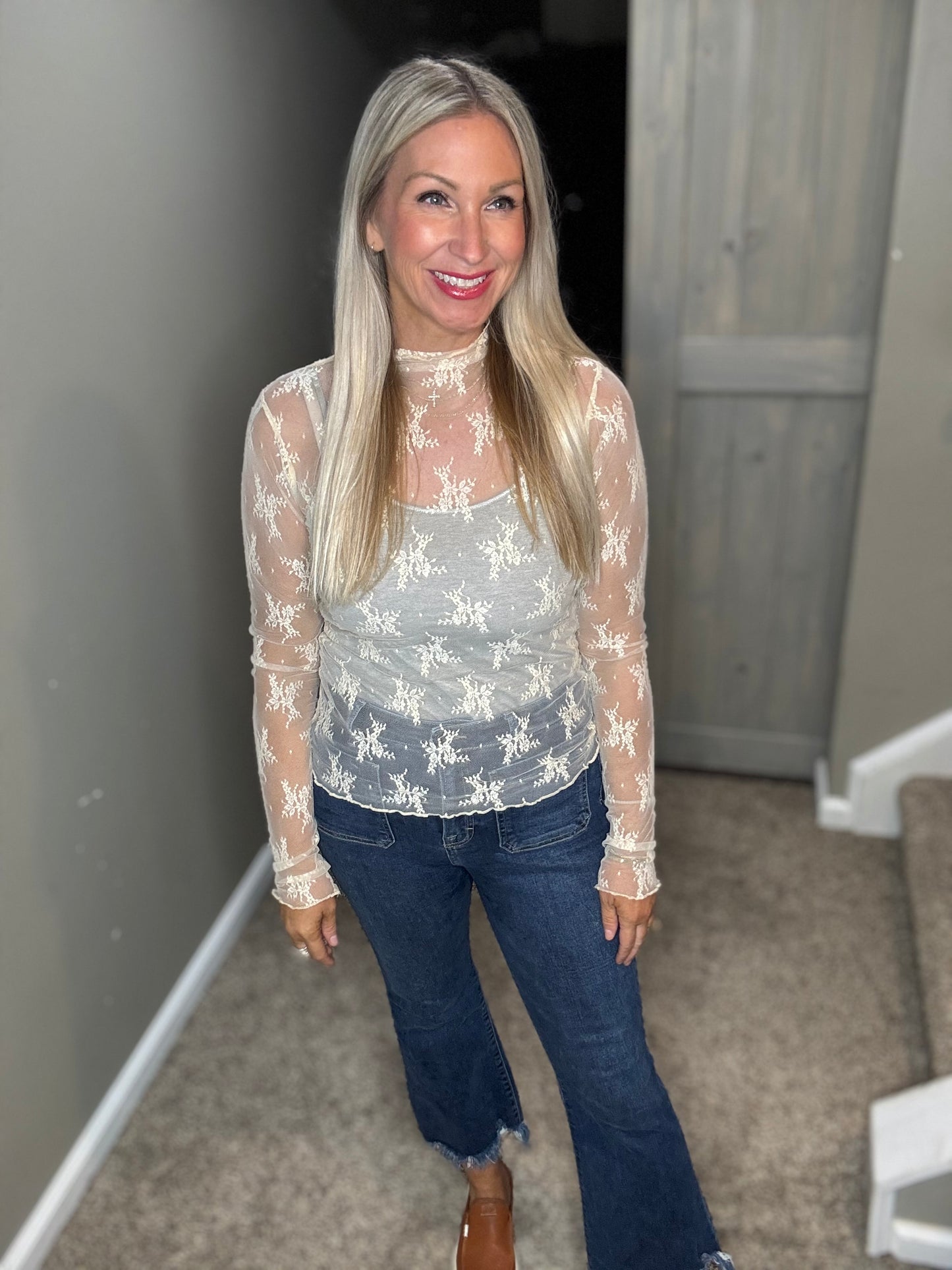 Cream Lace Top