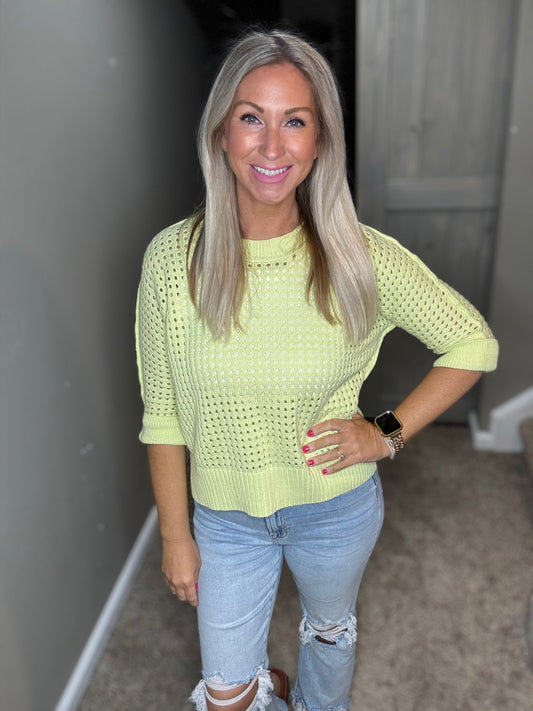 Lime Open Knit Sweater