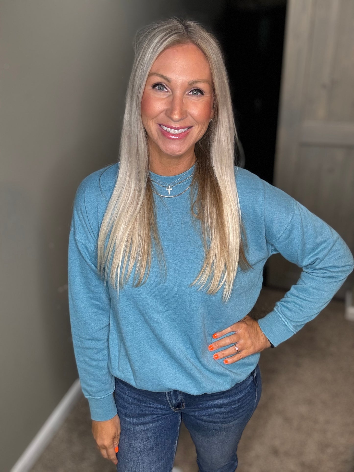 Teal Mineral Wash Sweatshirt