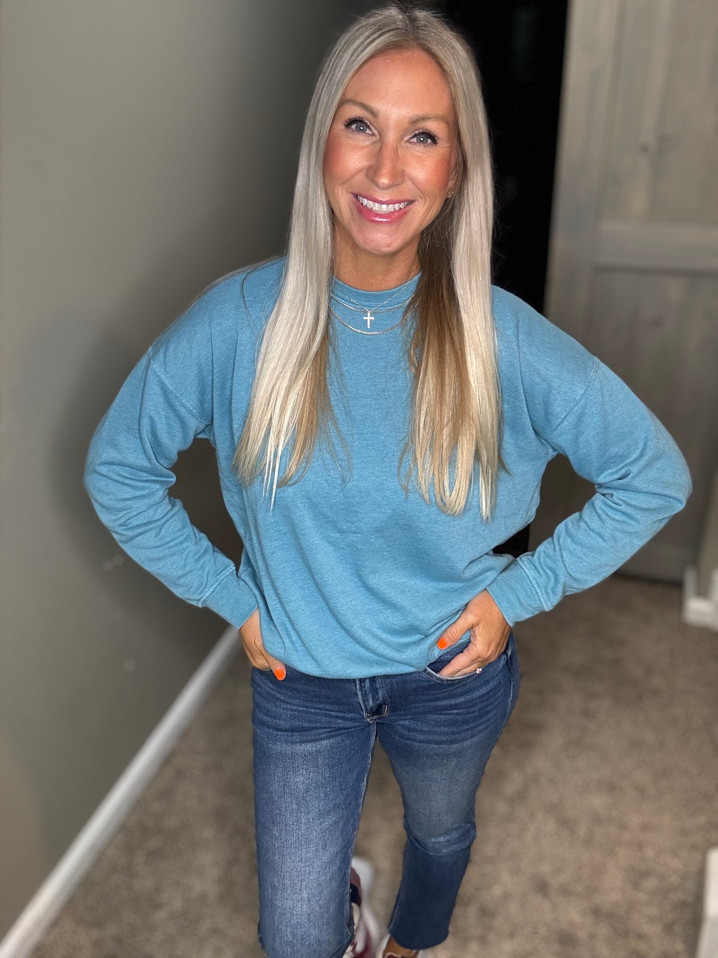 Teal Mineral Wash Sweatshirt