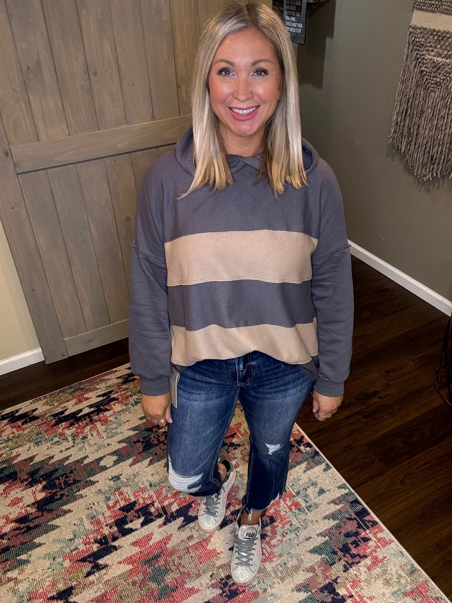 Striped French Terry Hoodie