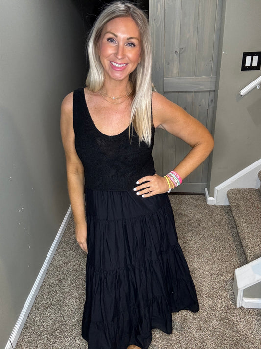 Black Sweater Tank Maxi Dress