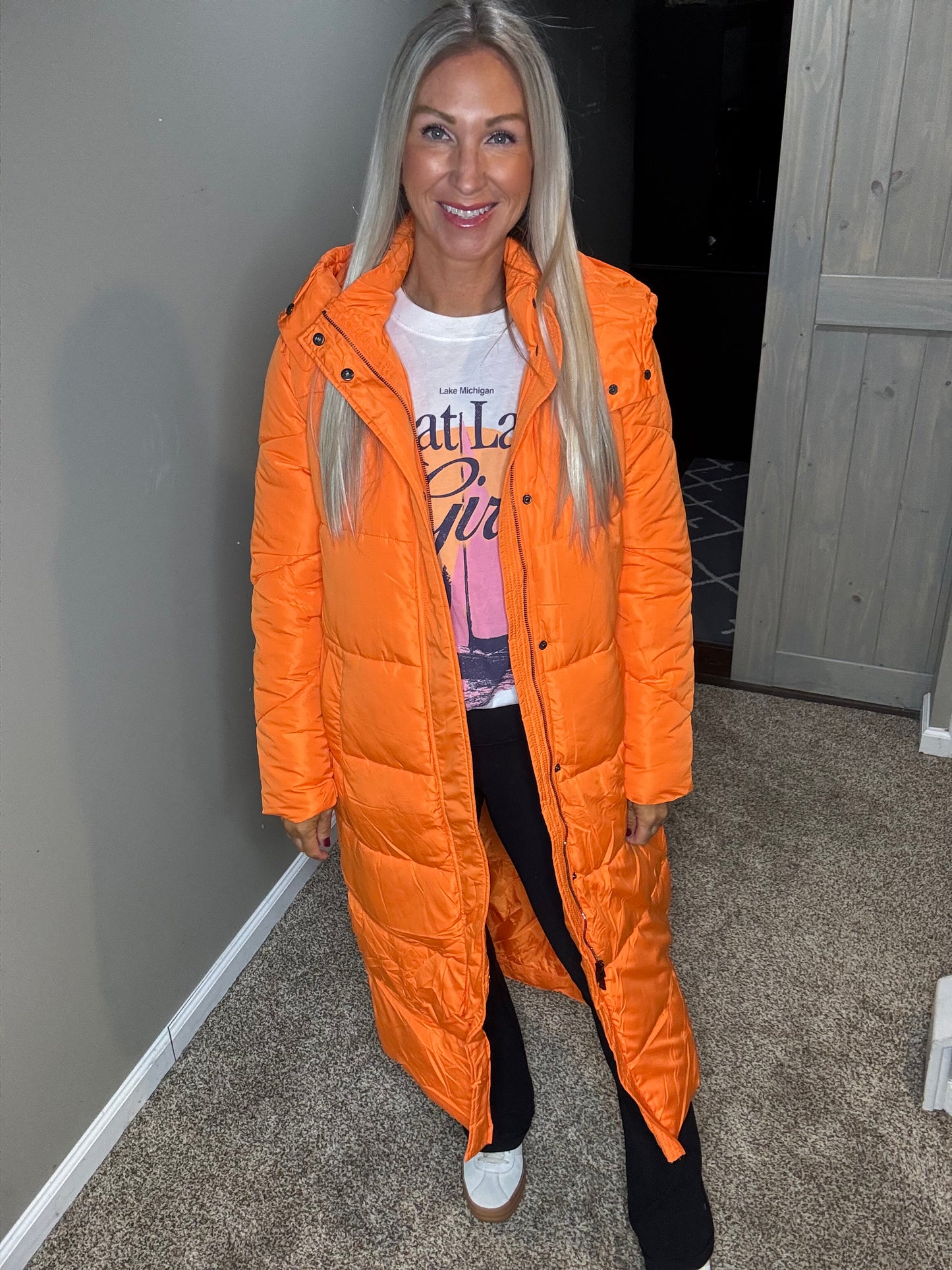 Orange Puffer Coat