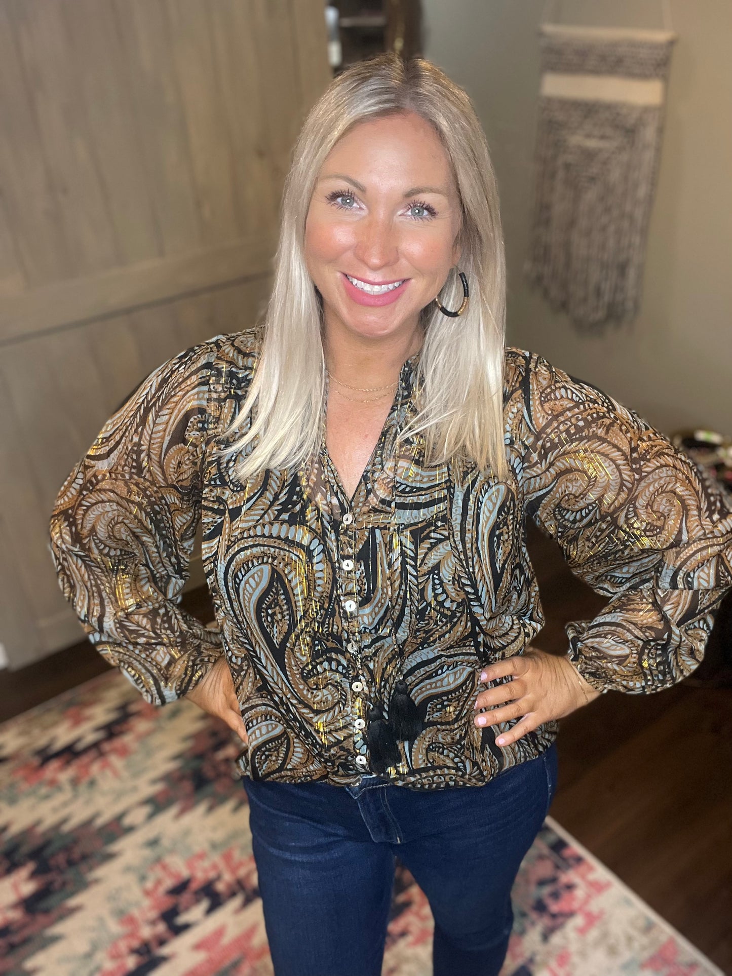 Brown Paisley Blouse