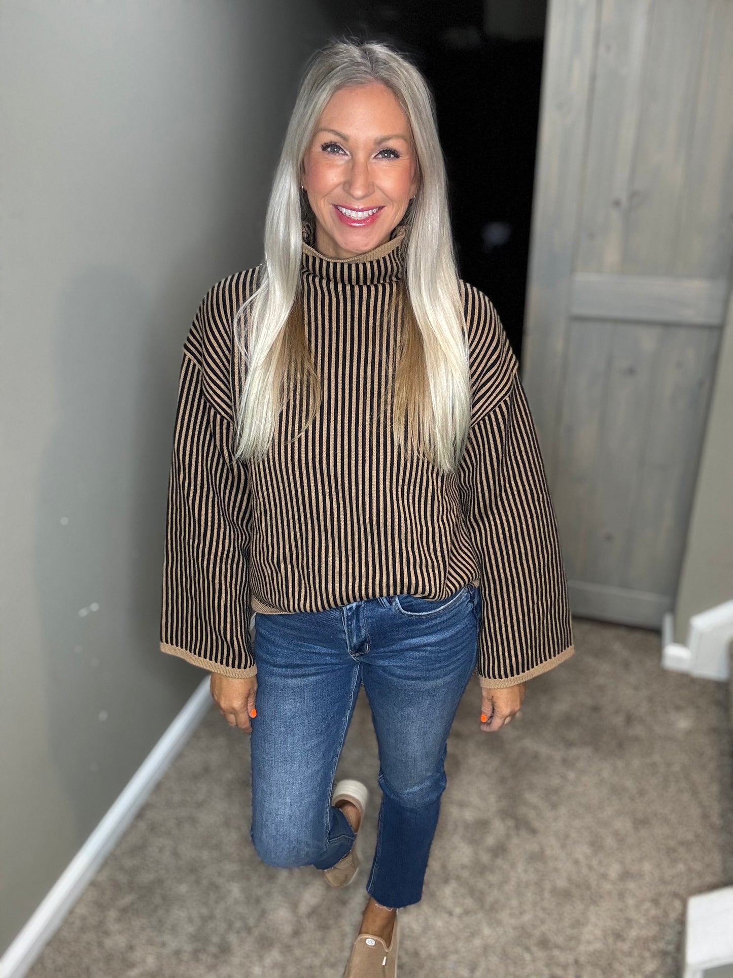 Striped Black Tan Sweater