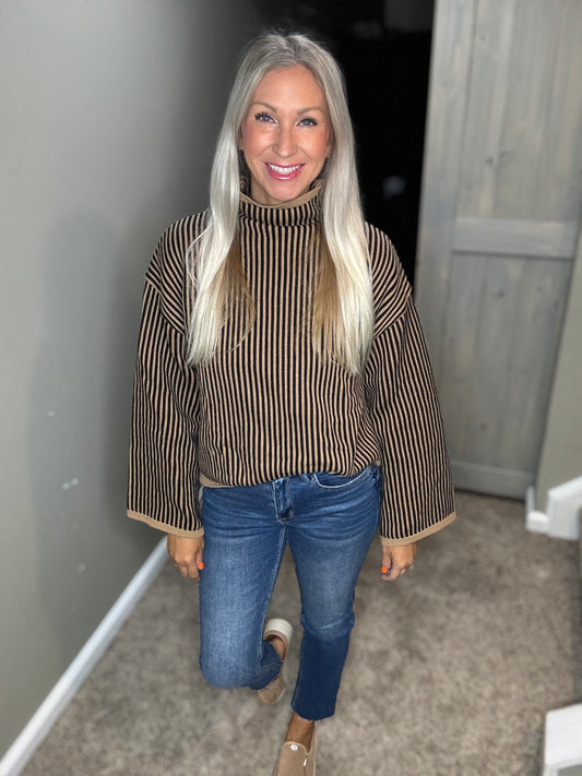 Striped Black Tan Sweater