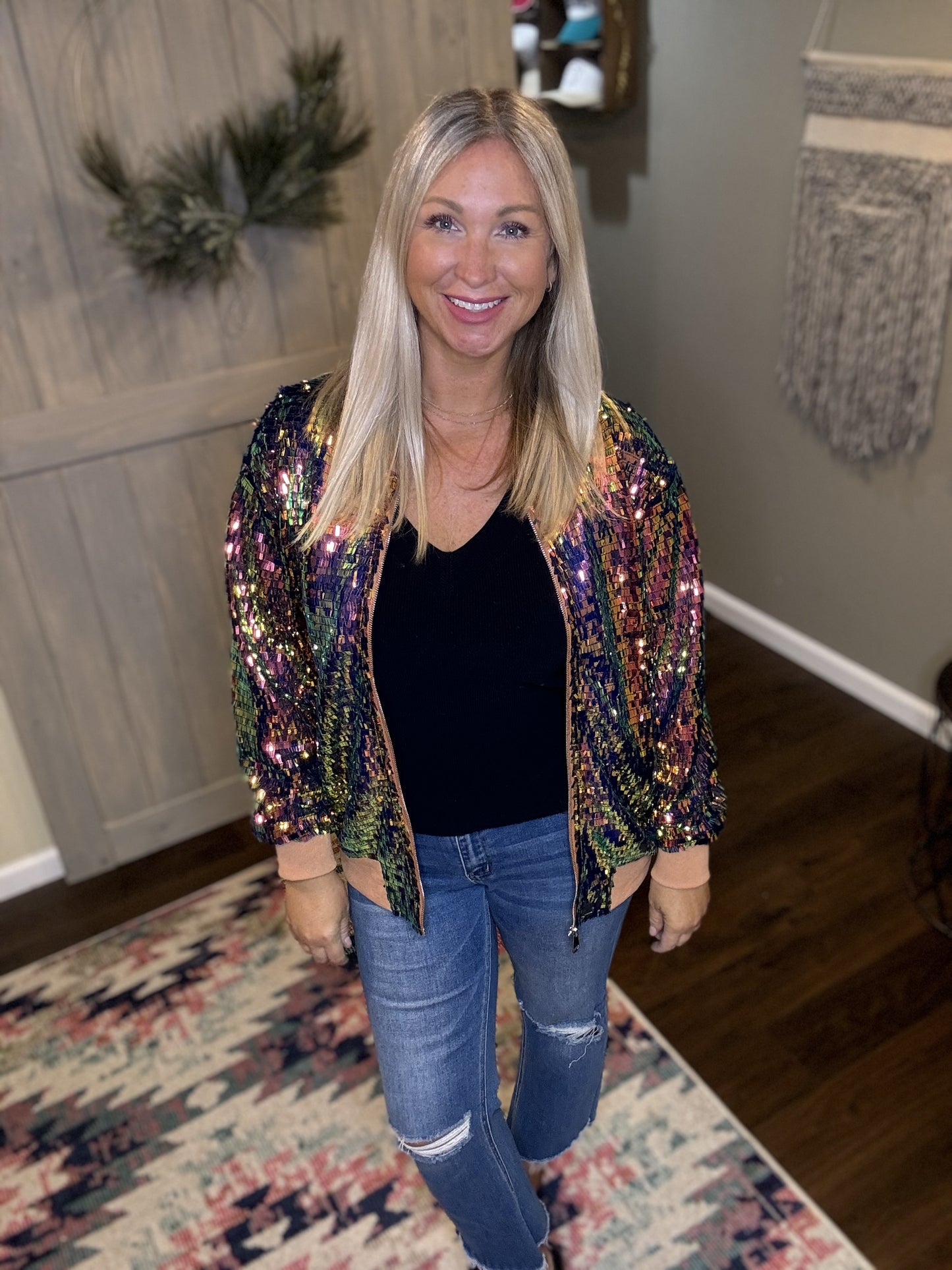 Sequin Bomber Jacket
