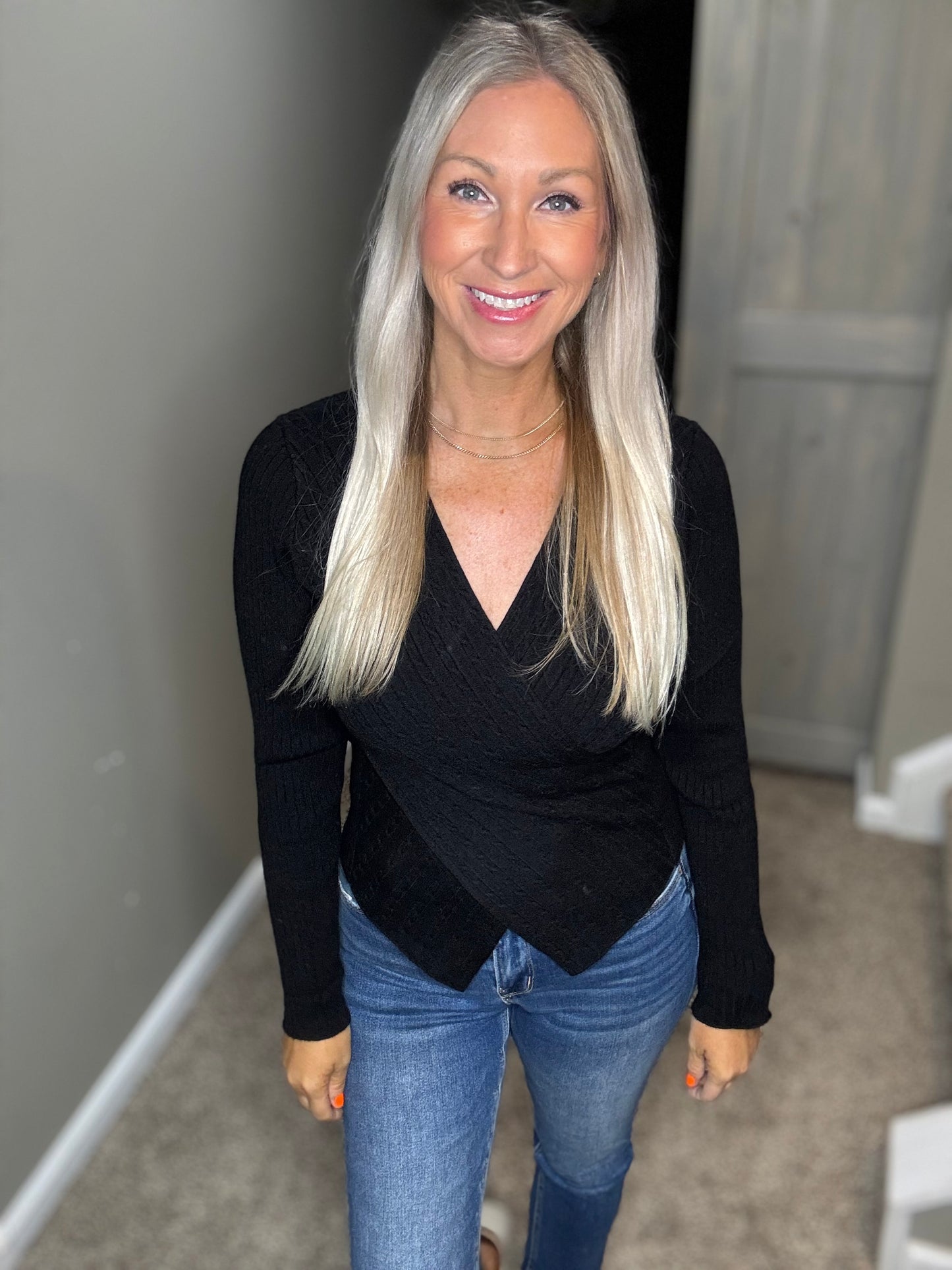 Black Wrap Sweater
