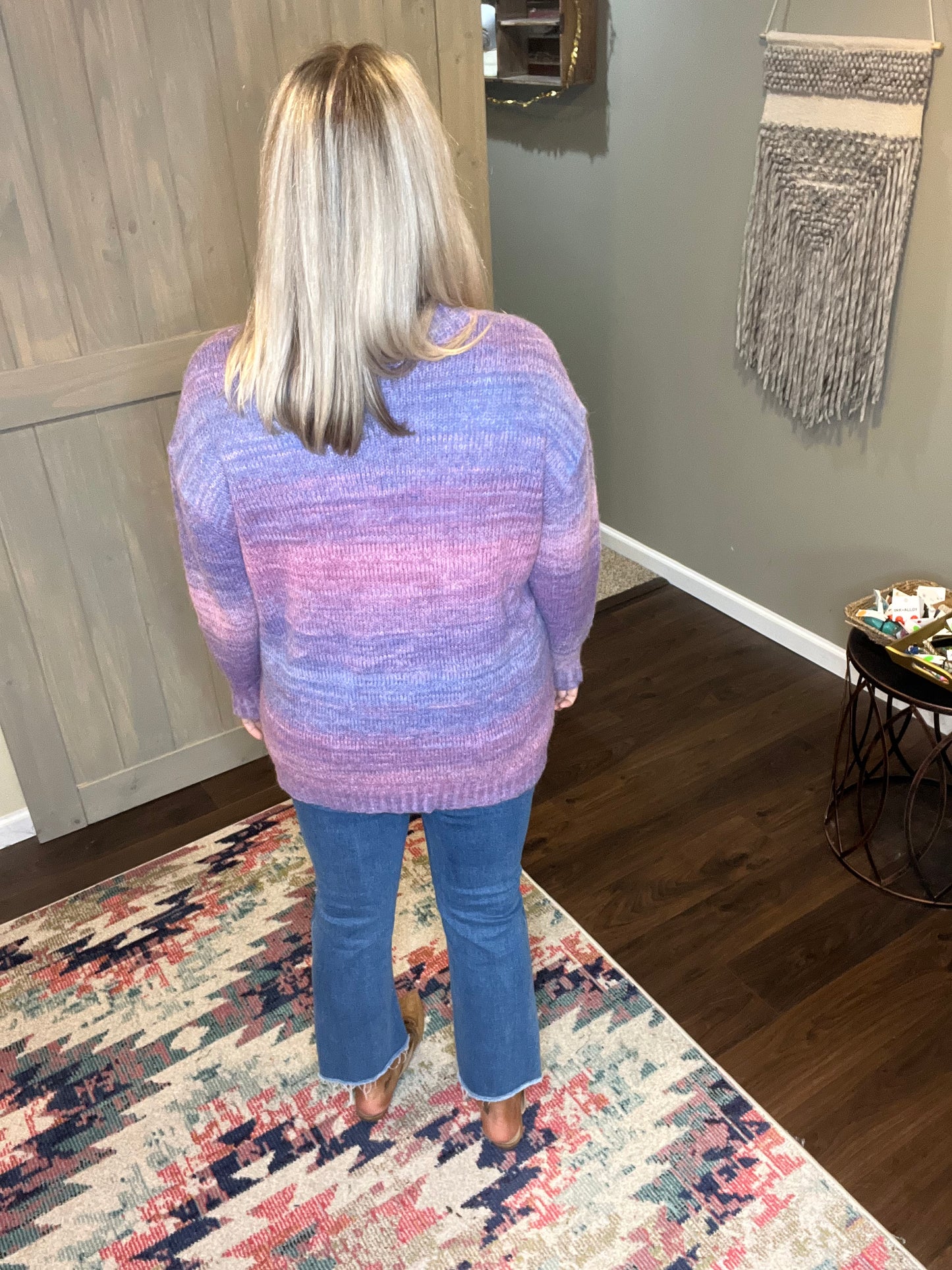 Pink and Purple Sweater Cardigan
