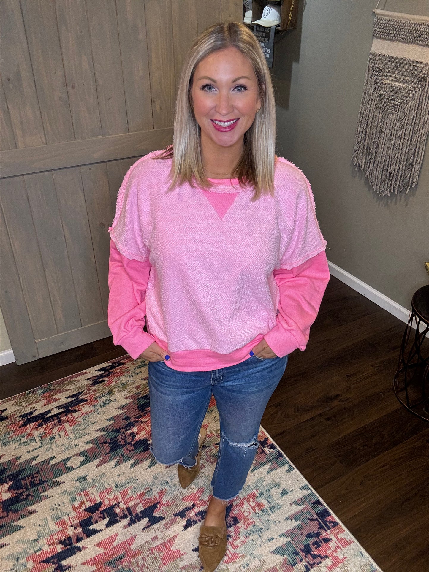 Neon Pink French Terry Sweatshirt