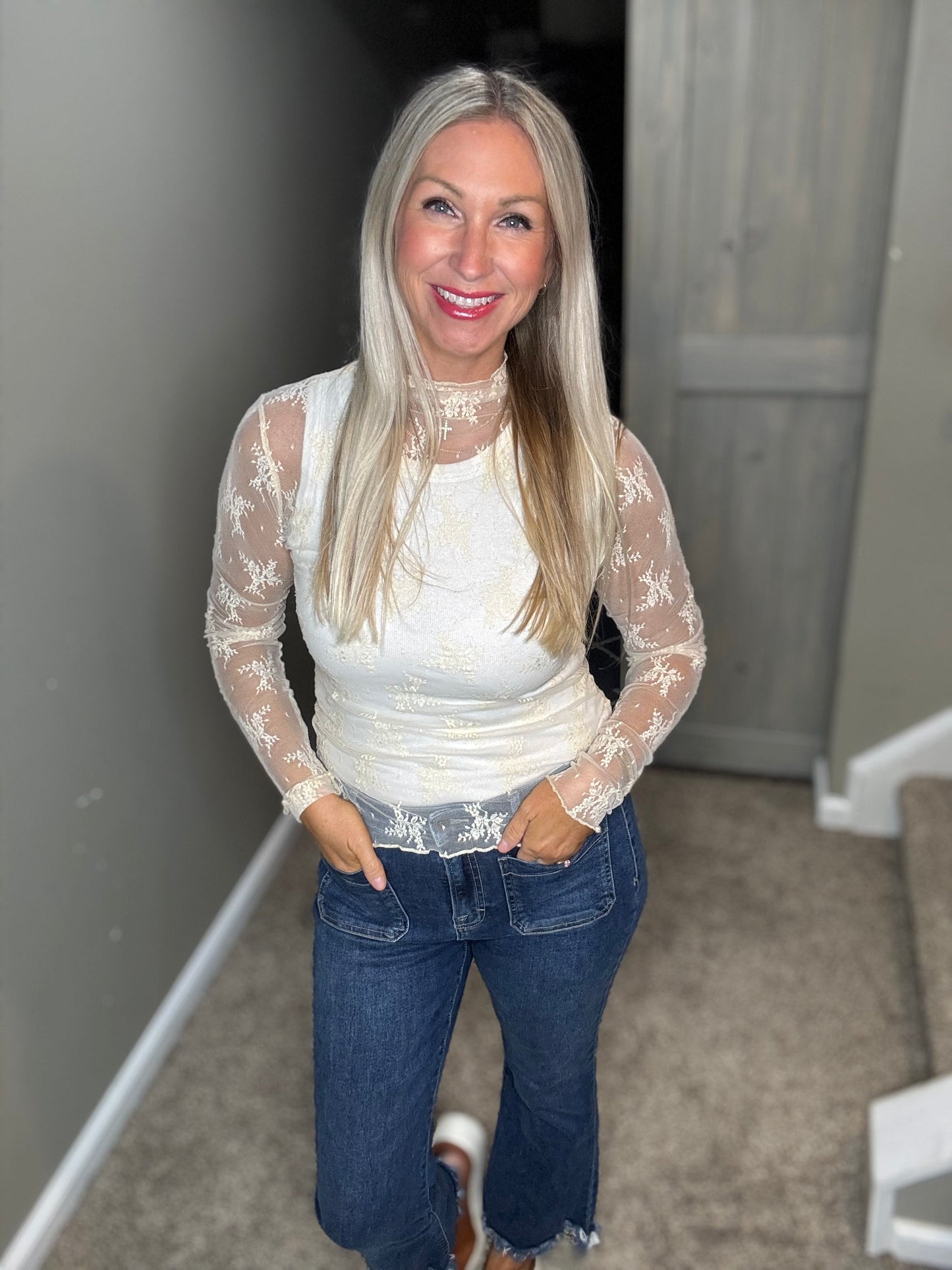 Cream Lace Top