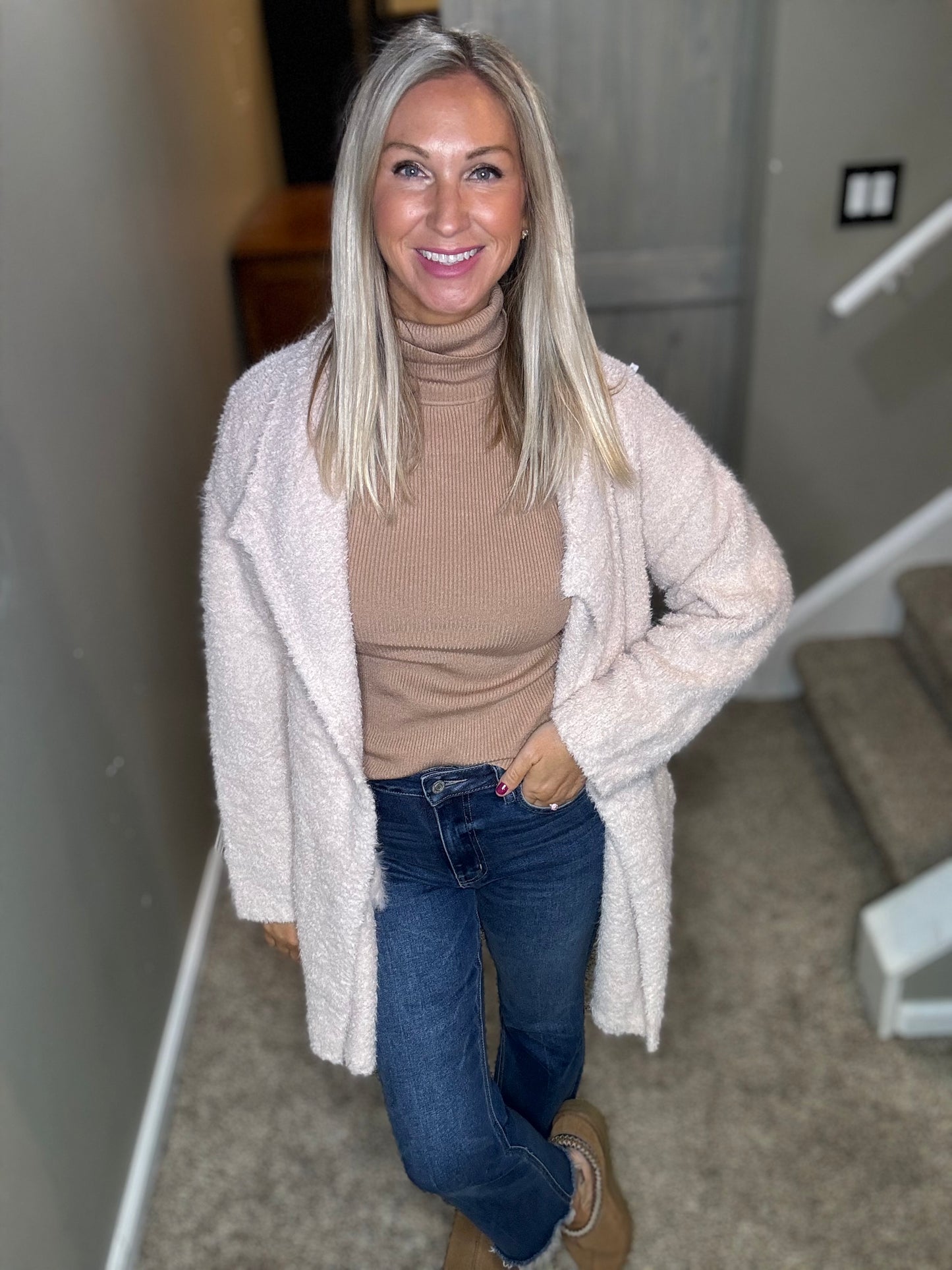 Latte Ribbed Turtleneck