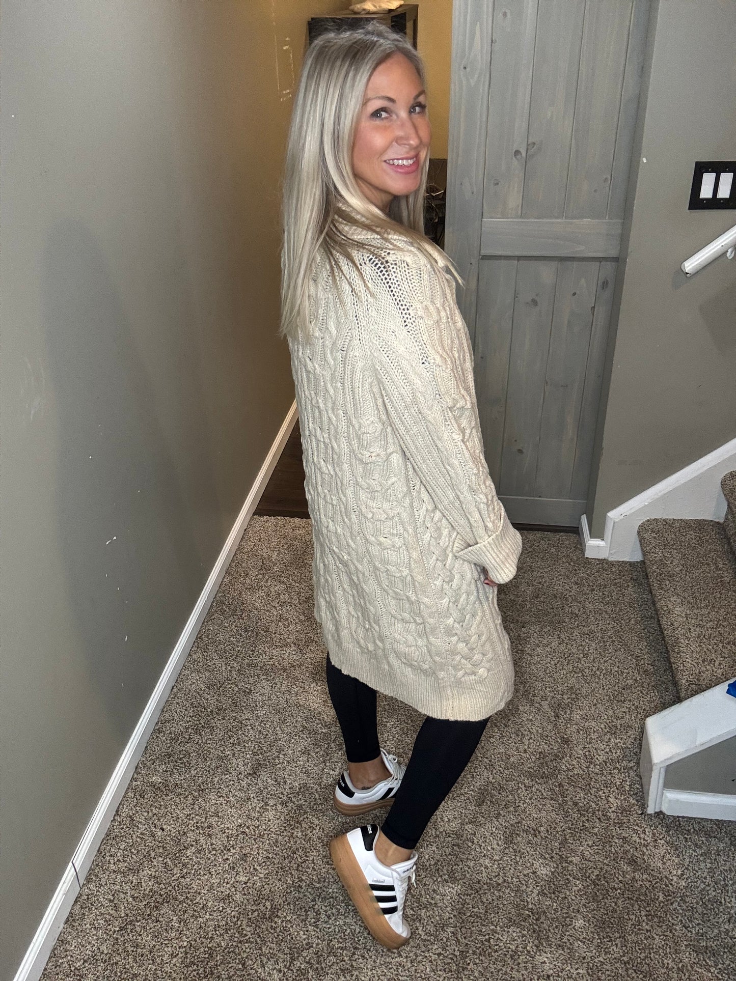 Cream Cable Knit Cardigan