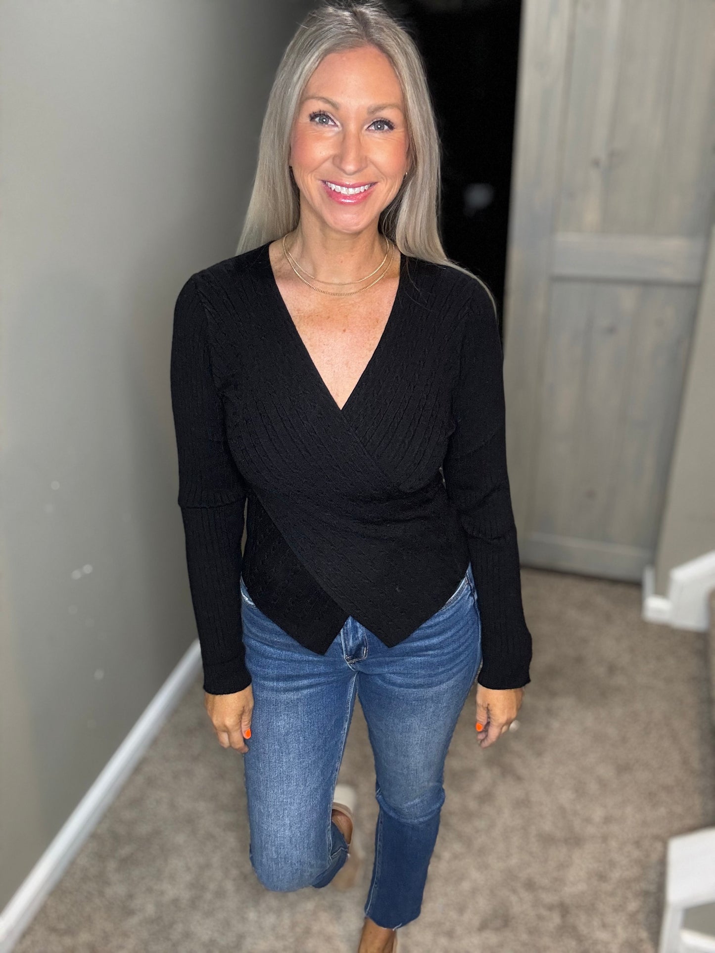 Black Wrap Sweater